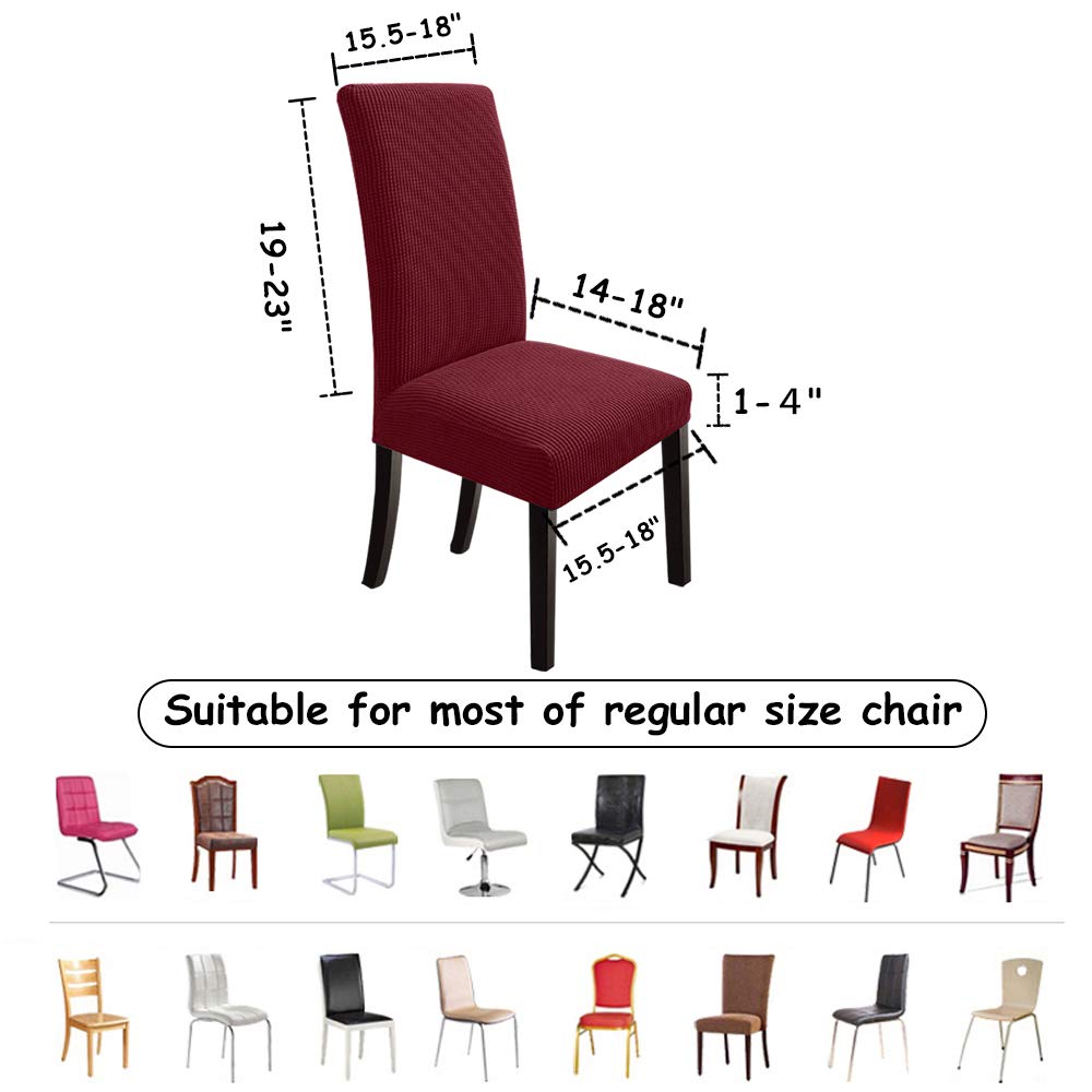 Premium Stretch Dining Chair Covers Set of 8 - Washable Parsons Chair Slipcovers for Dining Room, Wine Red - Perfect for Home, Restaurant, and Wedding Decor