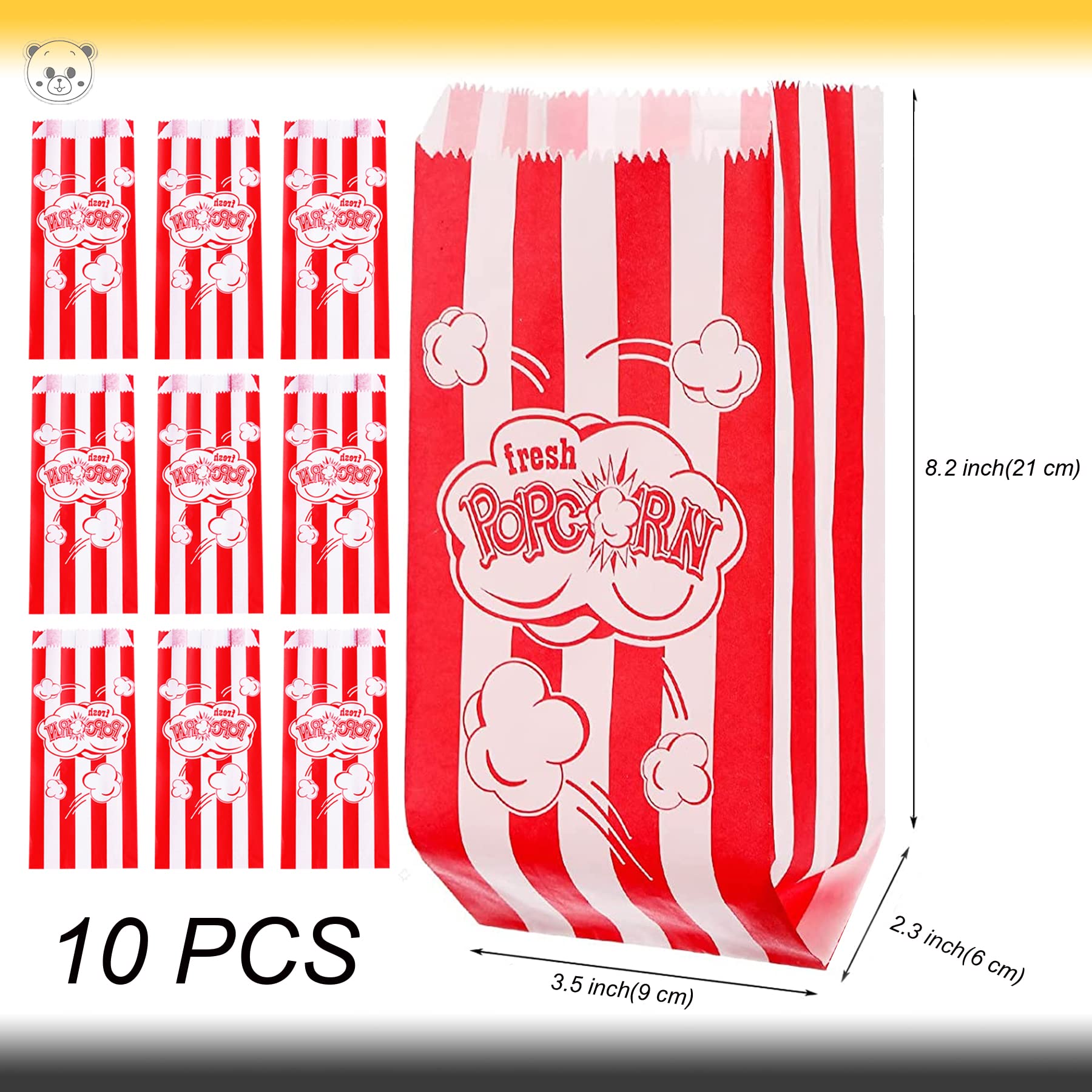 10-Piece Movie Night Snack Tray Set with Handles - Disposable Popcorn Bags & Drink Carrier Combo for Cinema, Theater Parties, Home Movie Nights, and Family Gatherings