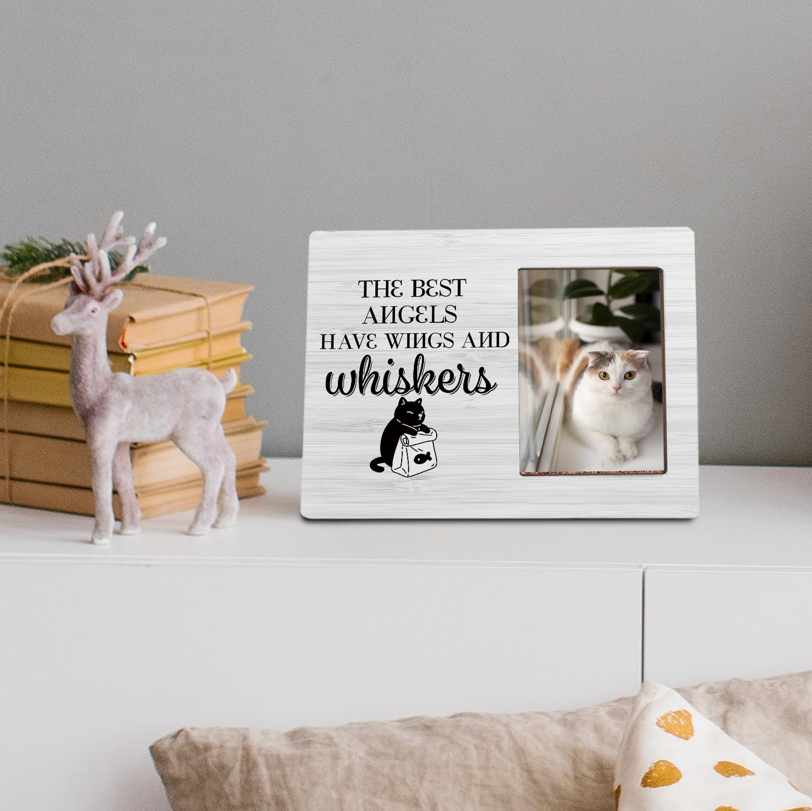 HIWX Cat Memorial Picture Frame - 4x6 Pet Remembrance Photo Frame for Cats | Sympathy Gift for Cat Lovers | Perfect for Home Memorial Display & Pet Loss Comfort