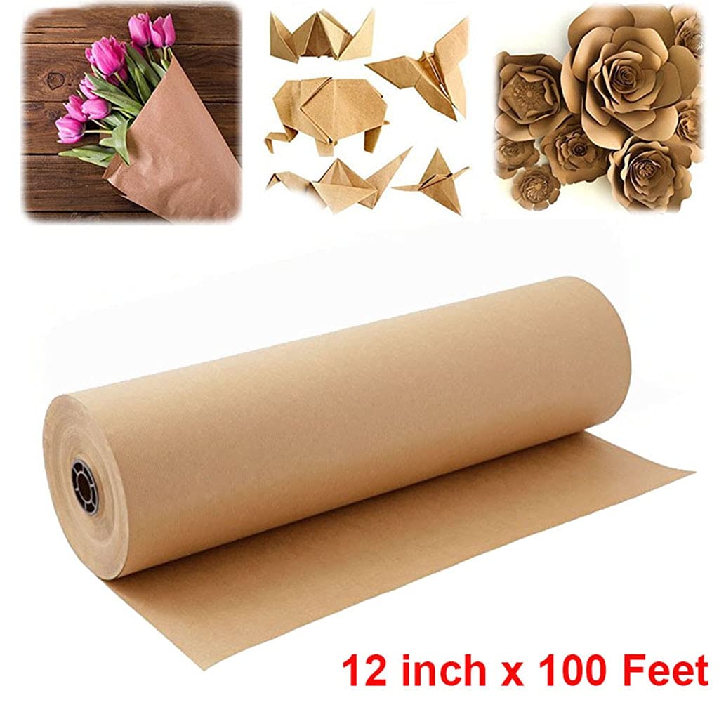 30 Meters Brown Kraft Wrapping Paper Roll - Natural Eco-Friendly Gift Wrapping Paper for Bouquets, Wedding, Birthday Party Decorations - Perfect for Floral Arrangements, DIY Crafts and Present Wrapping