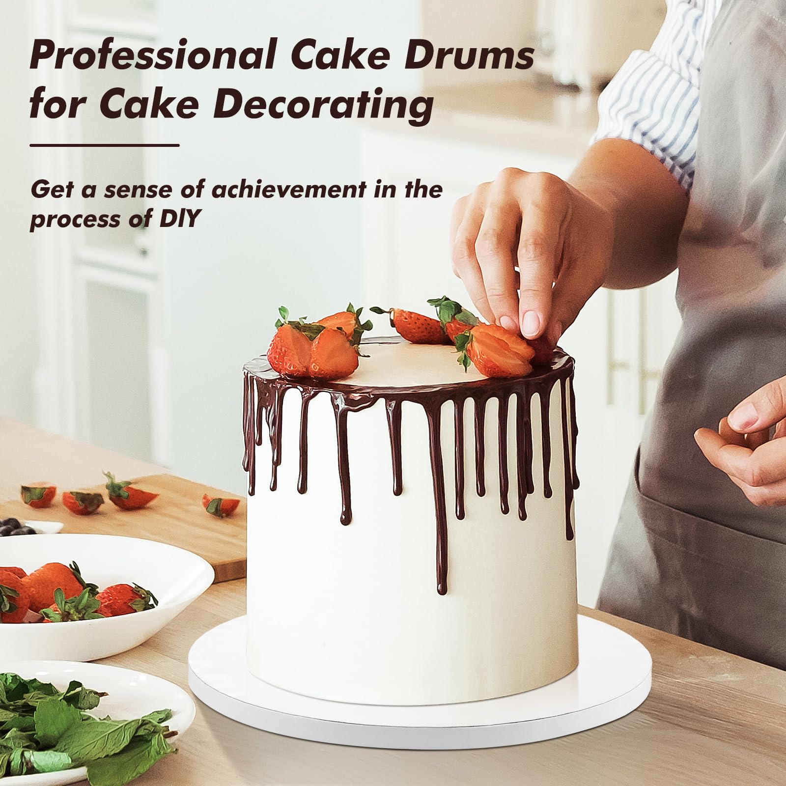 15-Pack 12-Inch Round White Cake Boards - 1/2
