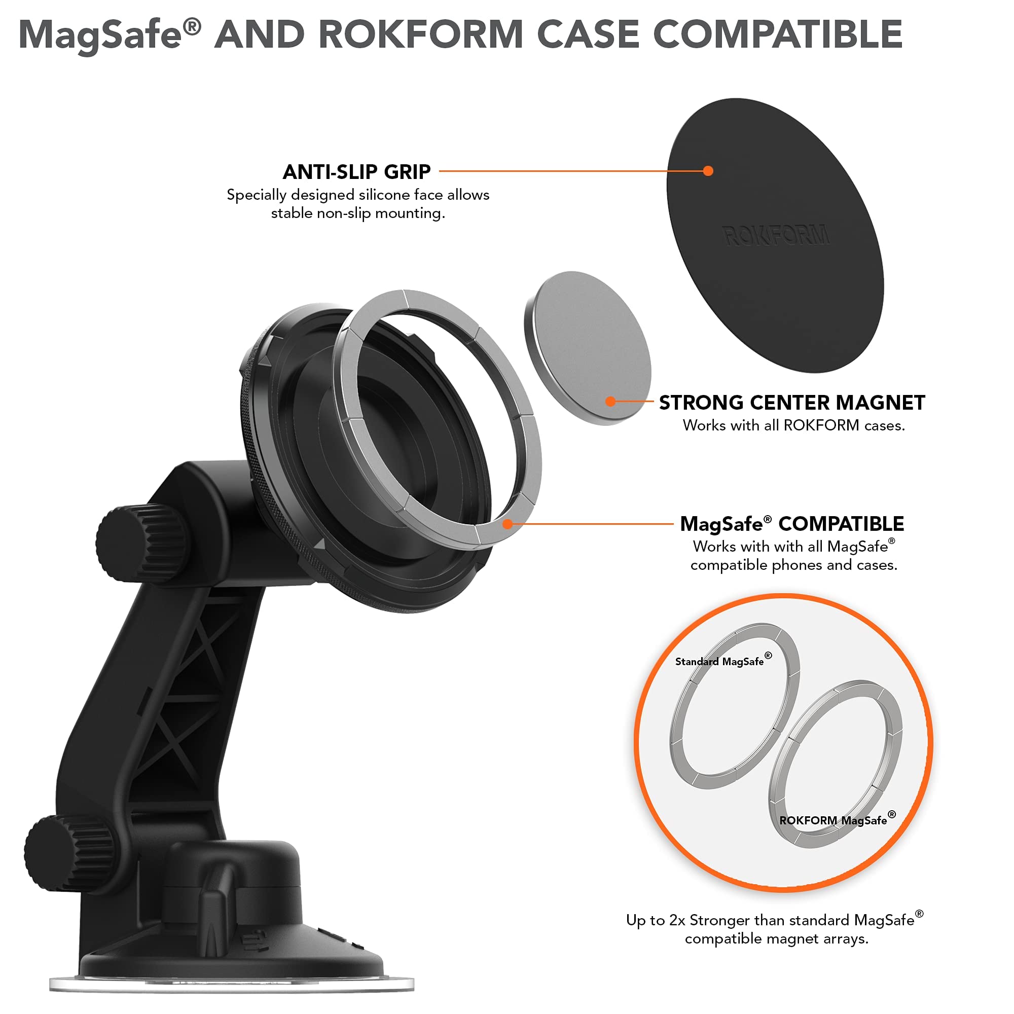 Rokform Crystal Clear Magnetic Case for iPhone 13 Pro Max with Car Windshield Mount - Secure Phone Holder for Driving, Commuting & Hands-Free Navigation