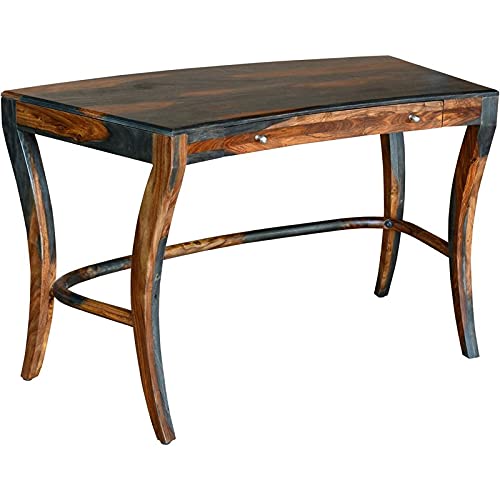 MAKLAINE Mid-Century Modern One Drawer Writing Desk - Brown Wooden Study Desk for Home Office, Small Space & Dorm Room