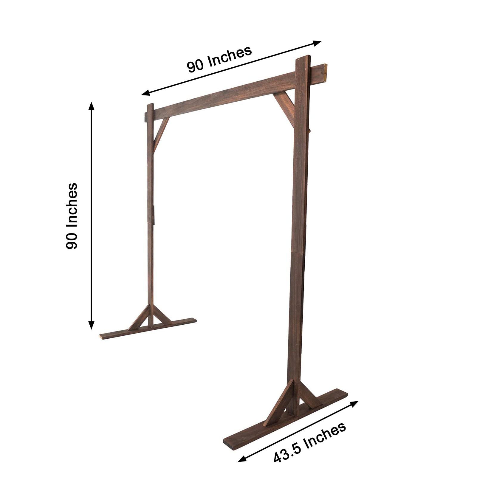 7ft Dark Brown Wooden Backdrop Stand Square Wedding Arch - Sturdy Outdoor Party Decor for Wedding, Reception, Garden & Photo Shoot Backdrops