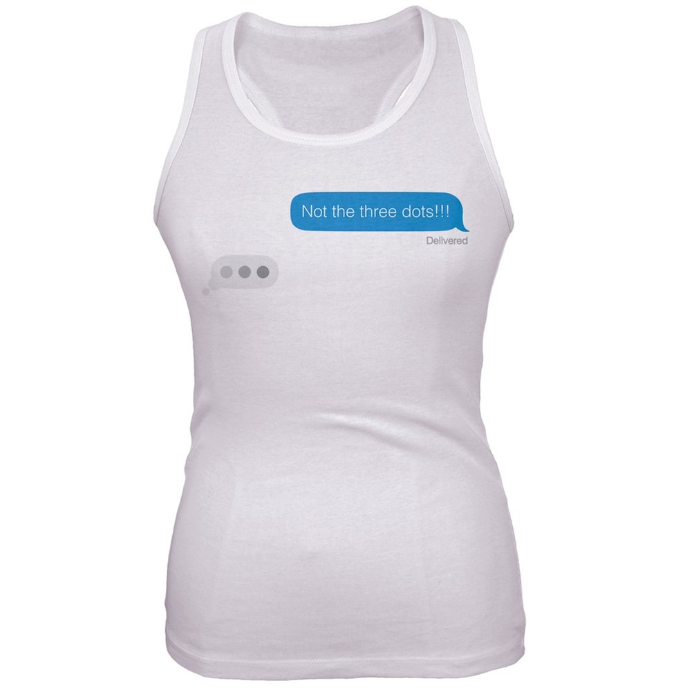 Not The 3 Dots!! Funny Text Juniors Tank Top - 2X-Large White Cotton Casual Summer Top for Women | Perfect for Beach, Gym, or Everyday Wear