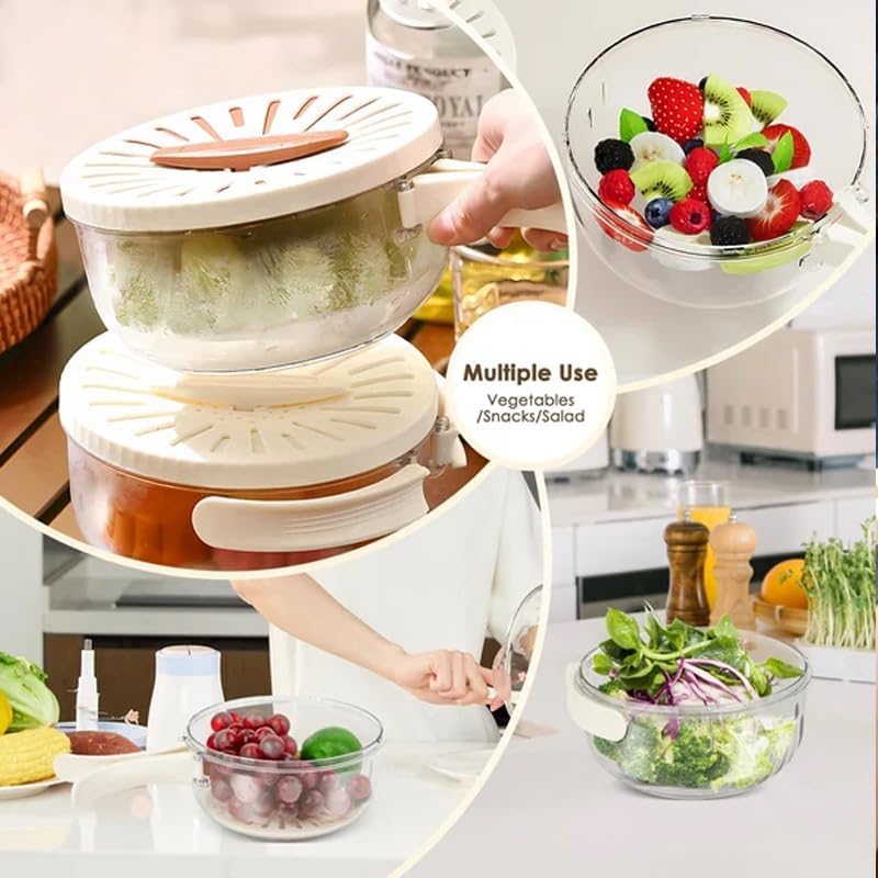 3-in-1 Multifunctional Fruit and Vegetable Washing Bowl with Strainer - Kitchen Colander, Salad Drain Basket & Food Prep Bowl (2-Piece Set) for Fresh Produce Cleaning, Healthy Cooking & Meal Preparation