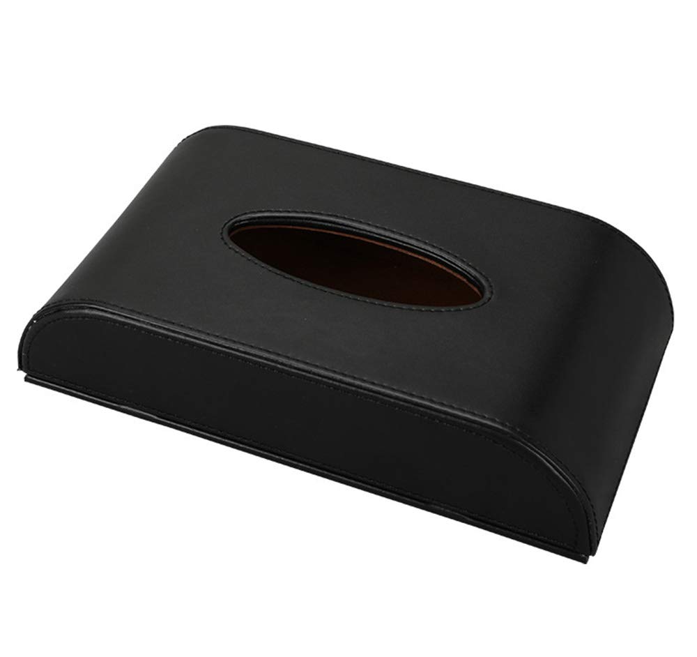 Premium Rectangular Leather Tissue Box Cover - Portable Case with Invisible Magnet for Home, Office, Car & Hotel Decor - Black | Stylish Pumping Paper Holder for Automotive & Interior Design