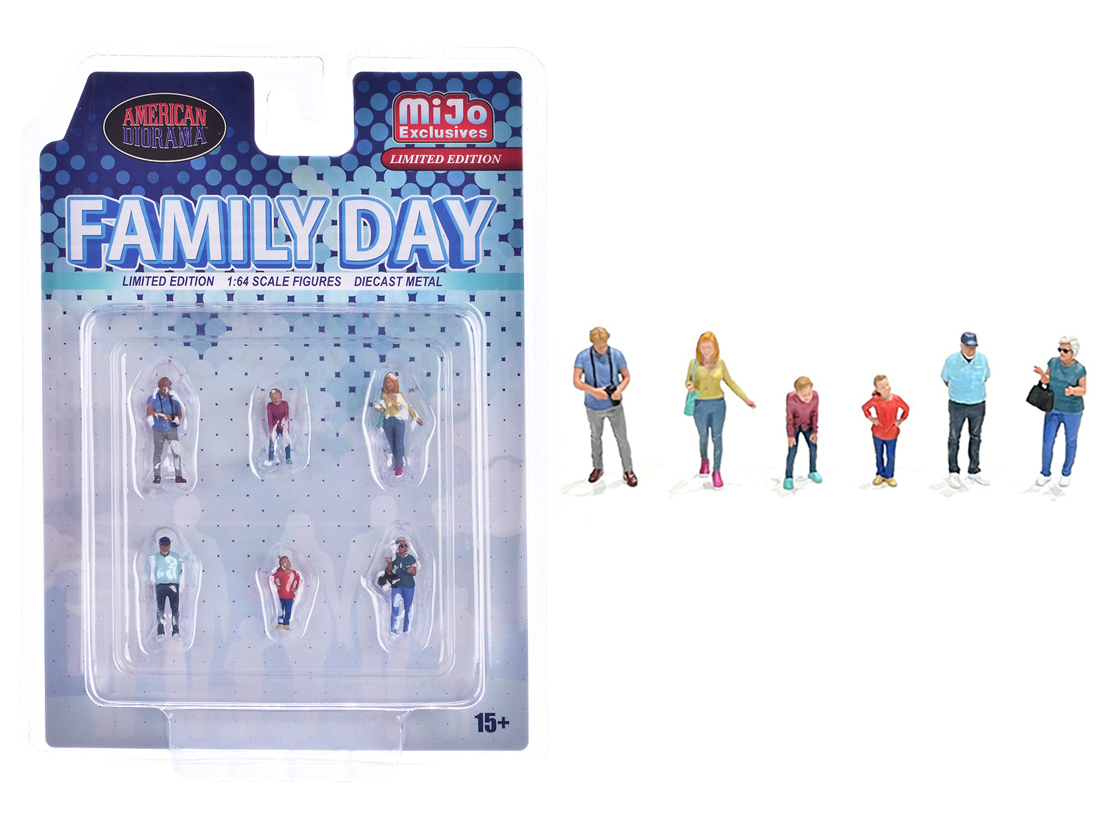1/64 Scale Diecast Figure Set - Family Day Limited Edition 6-Piece Collection by American Diorama | Perfect for Model Car Displays, Diorama Scenes & Collectors