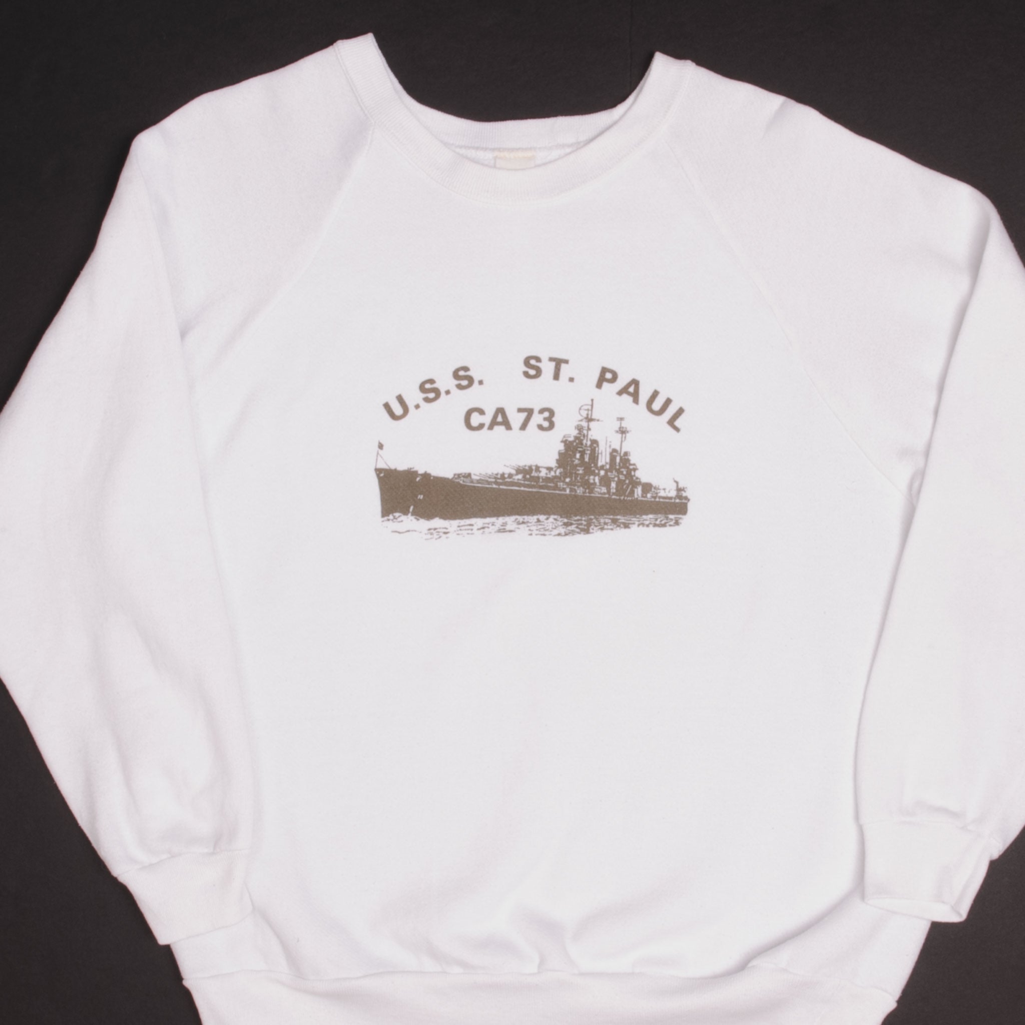 Vintage US Navy USS St Paul CA73 1980s Sweatshirt - Large Size - Military Collectible & Retro Fashion for Men & Women - Perfect for Casual Wear, Navy Enthusiasts & Vintage Lovers