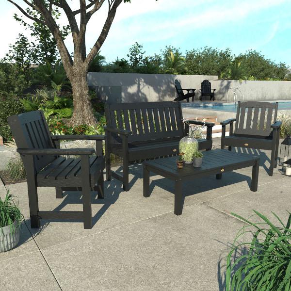 Lehigh 5-Piece Outdoor Garden Conversation Set - Patio Furniture with Cushions for Backyard, Deck, or Poolside Relaxation
