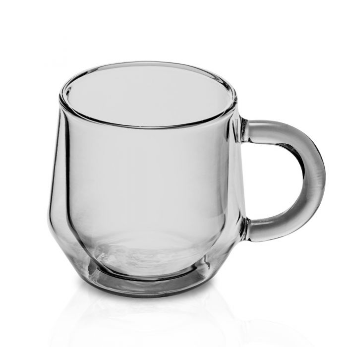 Premium Hearth Double Wall 8oz (240ml) Glass Cups - Set of 2 Insulated Coffee Mugs for Hot & Cold Drinks - Perfect for Coffee, Tea, Espresso at Home or Office