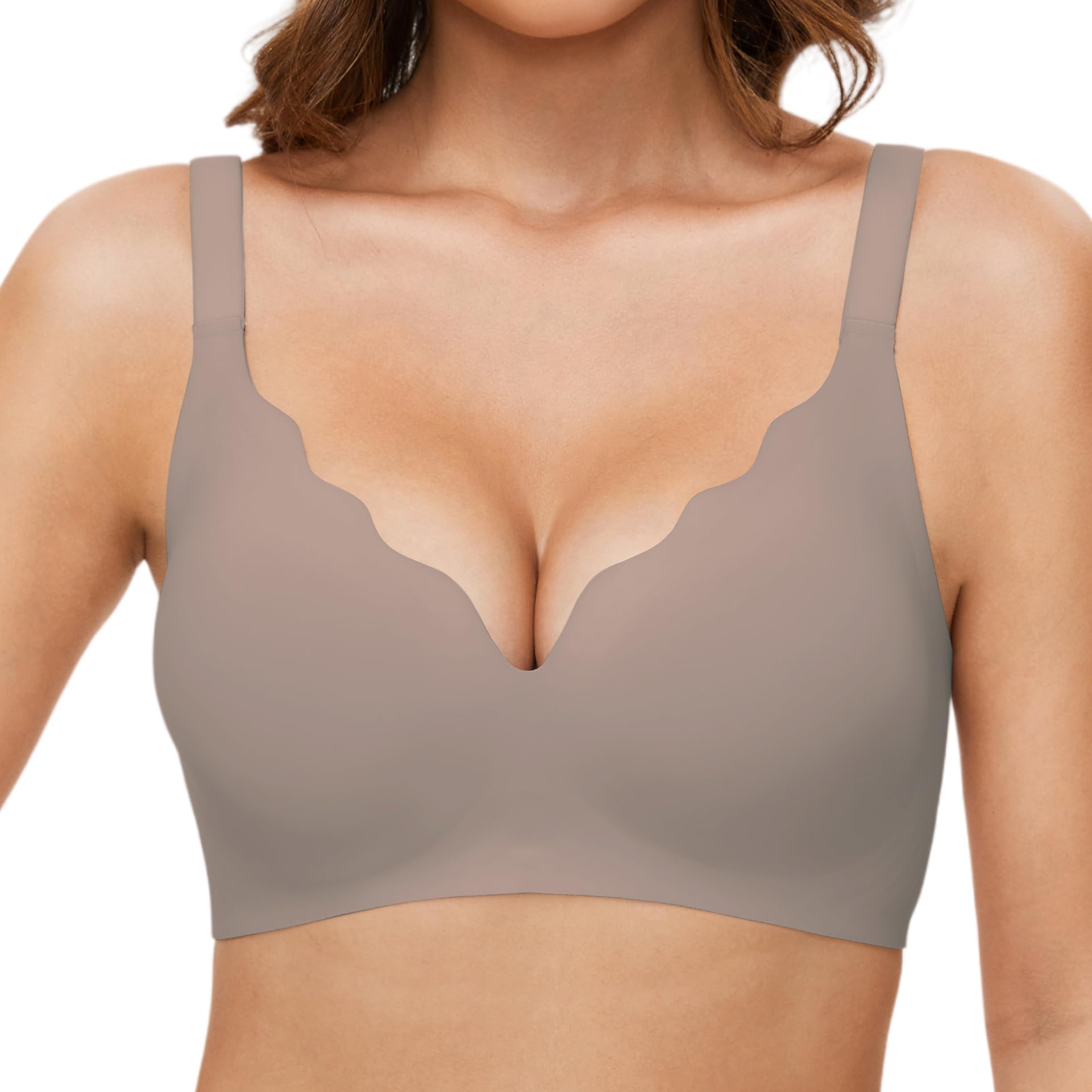 Wireless Scalloped Bralette for Women - Comfortable Support Lace Bra - Perfect for Everyday Wear, Yoga & Lounge
