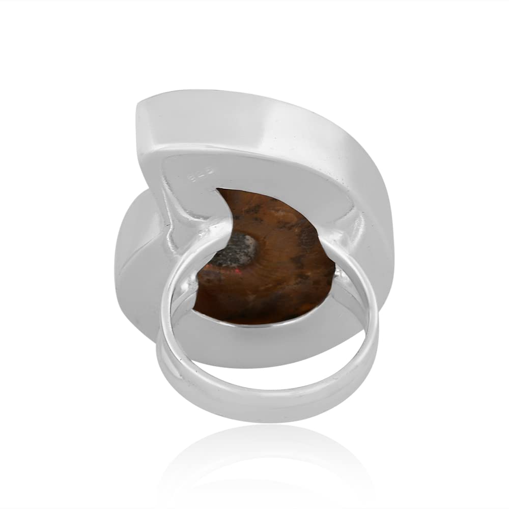 PANOPLY Ammonite Solid 925 Sterling Silver Ring for Women - Elegant Jewelry Gift for Mom, Wife, Girlfriend - Perfect for Birthday, Anniversary, Wedding & Christmas - Size 9.5 - Ideal for Everyday Wear & Special Occasions