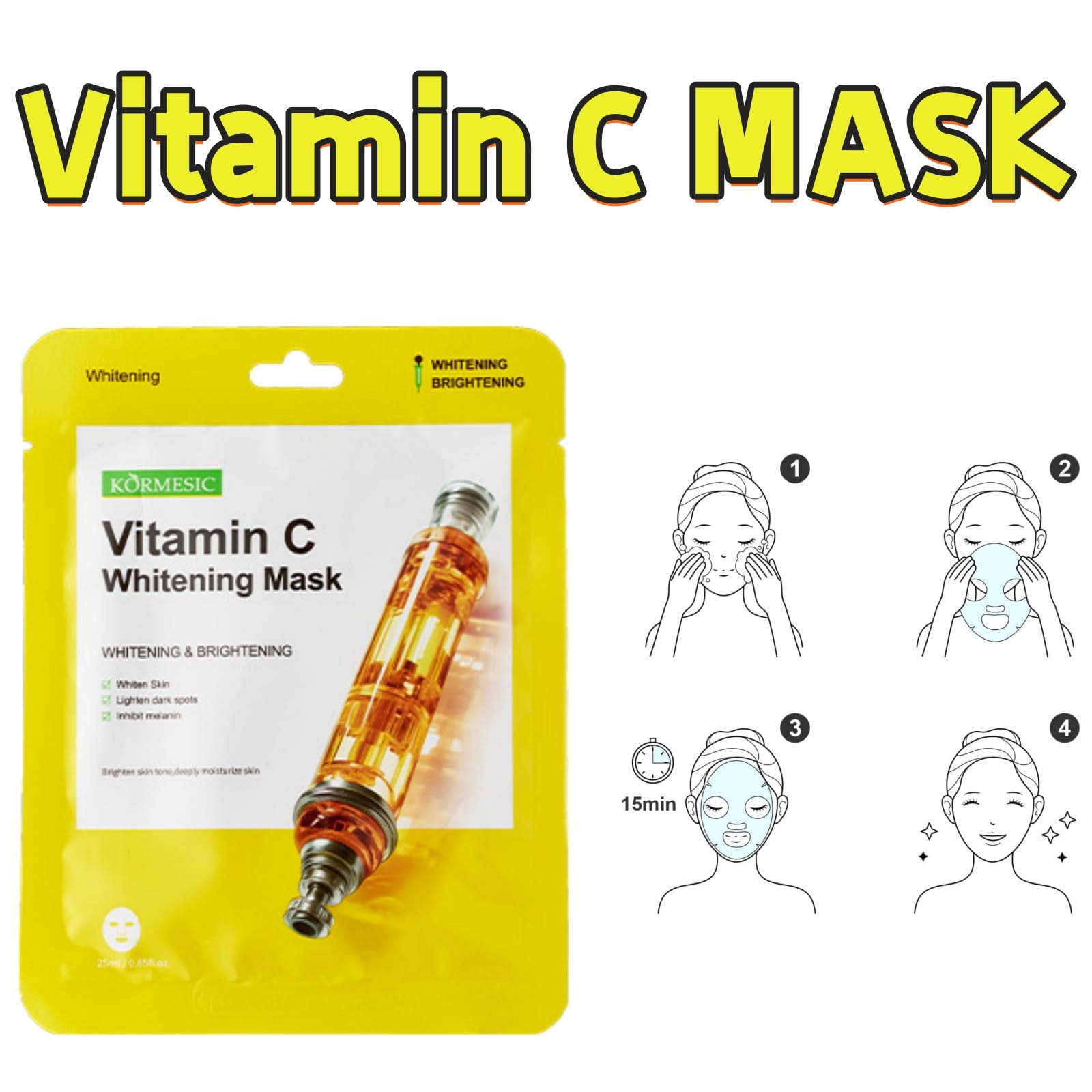 Soothing Hydrating Sheet Face Mask 10 Pack - For All Skin Types, Sensitive & Dry Skin Care - Perfect for Spa Day, Self-Care Routine & Travel Skincare (Yellow)