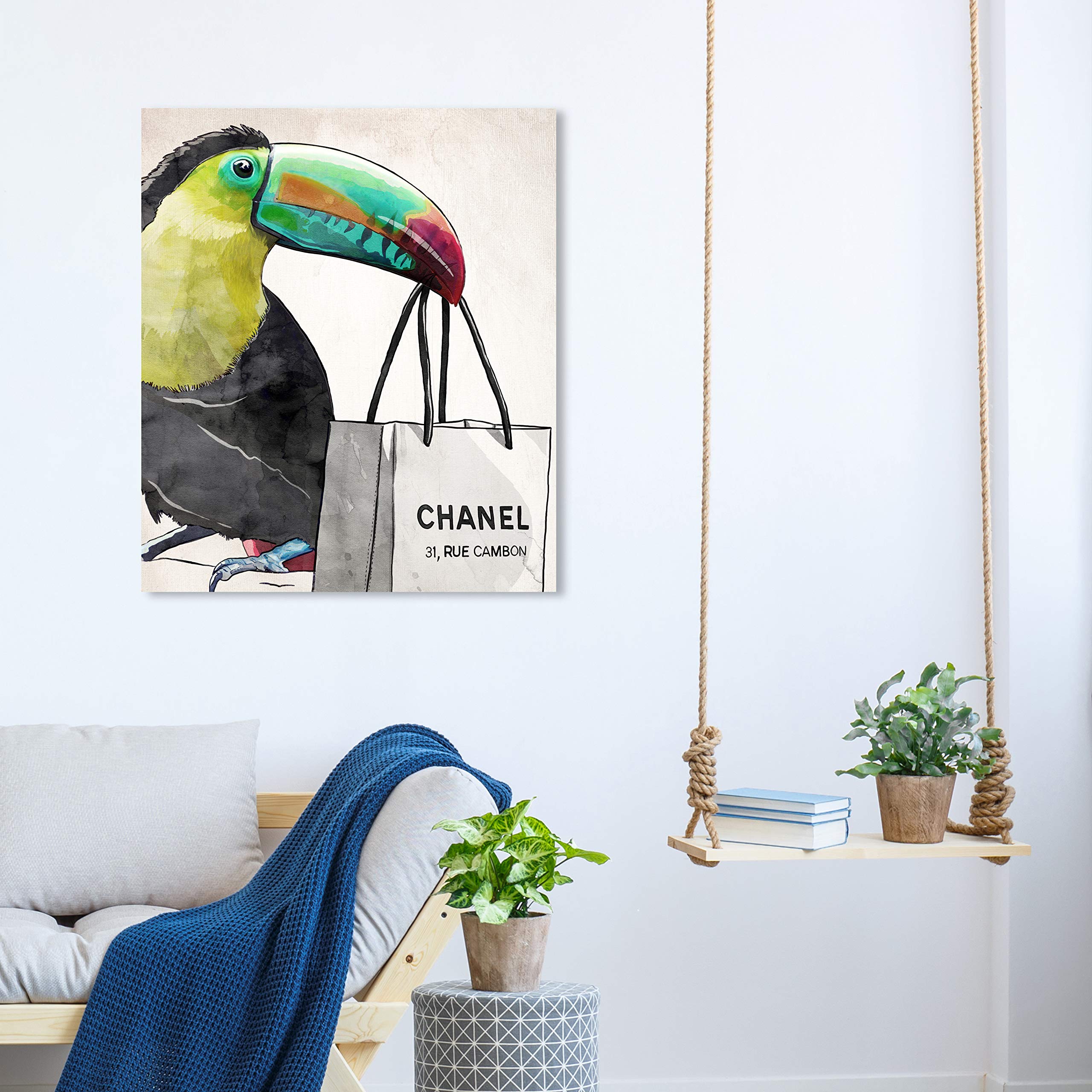 Oliver Gal Artist Co. French Toucan Wall Art Canvas Print - 30x36 Inch Fashion & Glam Home Decor in Yellow & White - Perfect for Living Room, Bedroom or Office Decoration