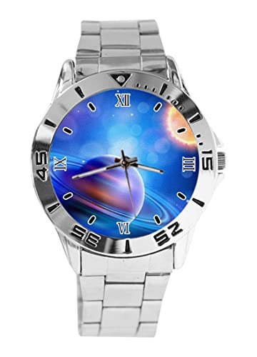 Galaxy Starry Sky Sun Moon Planets Watch for Women & Men - Classic Silver Dial Quartz Wristwatch with Stainless Steel Strap - Perfect for Casual Wear, Business & Gift Giving