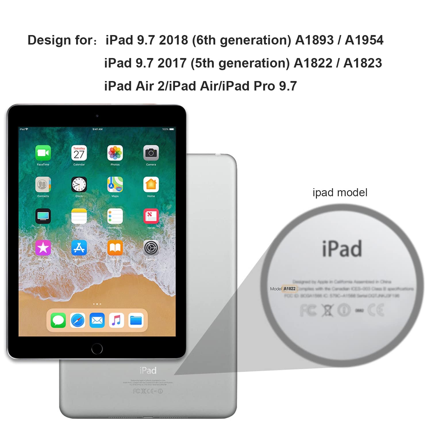 Gerutek 2-Pack Tempered Glass Screen Protector for iPad 9.7 Inch (2018/2017 6th/5th Gen), iPad Air 2 & iPad Air - 9H Hardness, Anti-Bubble, HD Clear - Perfect for Work, Study & Entertainment