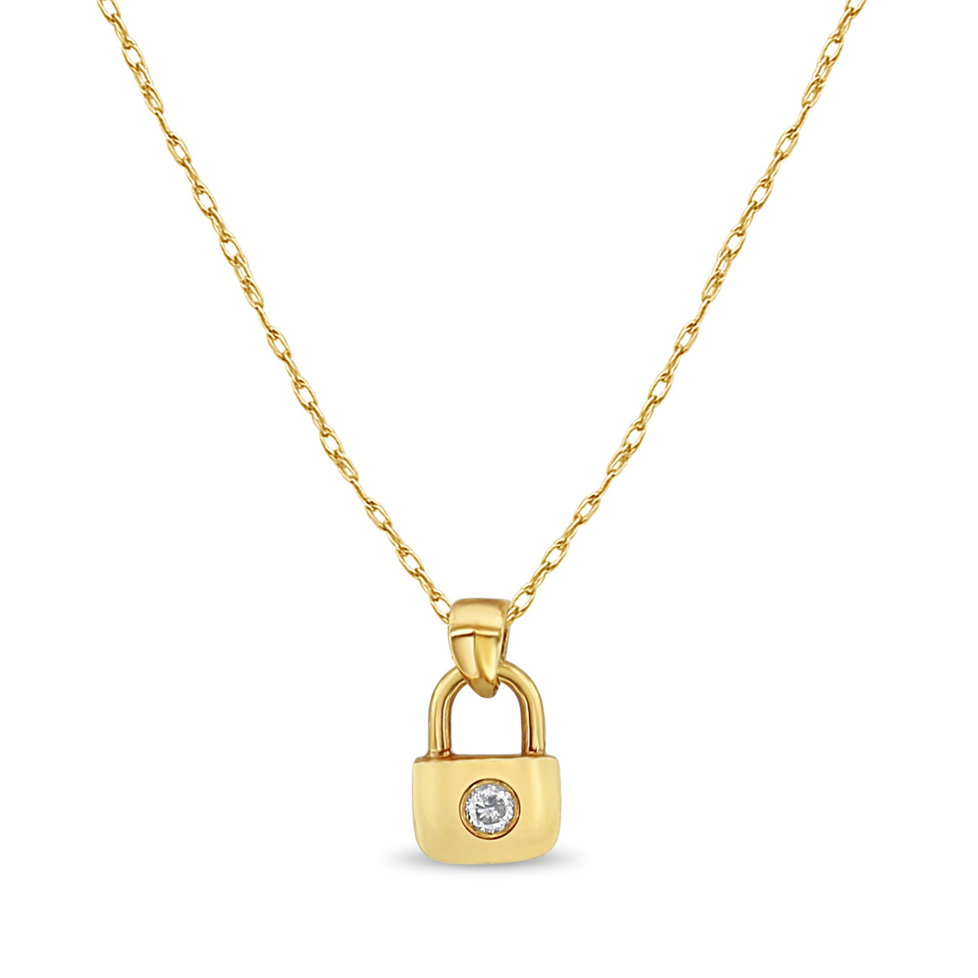18k Yellow Gold Diamond Lock Necklace for Women - Elegant & Secure Jewelry Gift for Anniversary, Valentine's Day & Special Occasions