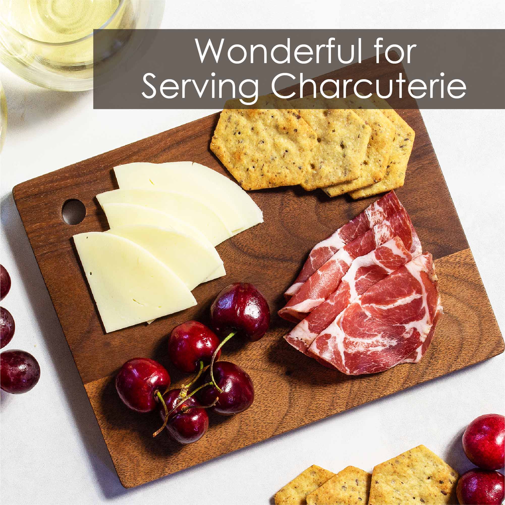 Premium Walnut Wood Small Cutting Board 8x6.3 Inches - TB Home® Durable Kitchen Chopping Board for Cheese, Fruits, Vegetables - Perfect for Home, Camping, Gifts