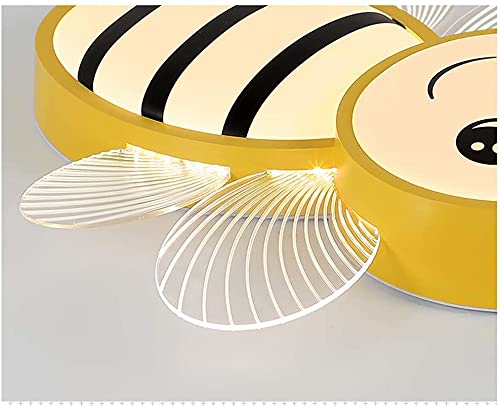 LITFAD Cartoon Bee LED Ceiling Light - Modern Macaron Flush Mount Chandelier for Nursery, Kids Room & Kindergarten - Energy Saving Creative Lighting for Girls Bedroom (Yellow) - Perfect for Children's Playroom, Daycare Center & Toddler Bedroom Decor
