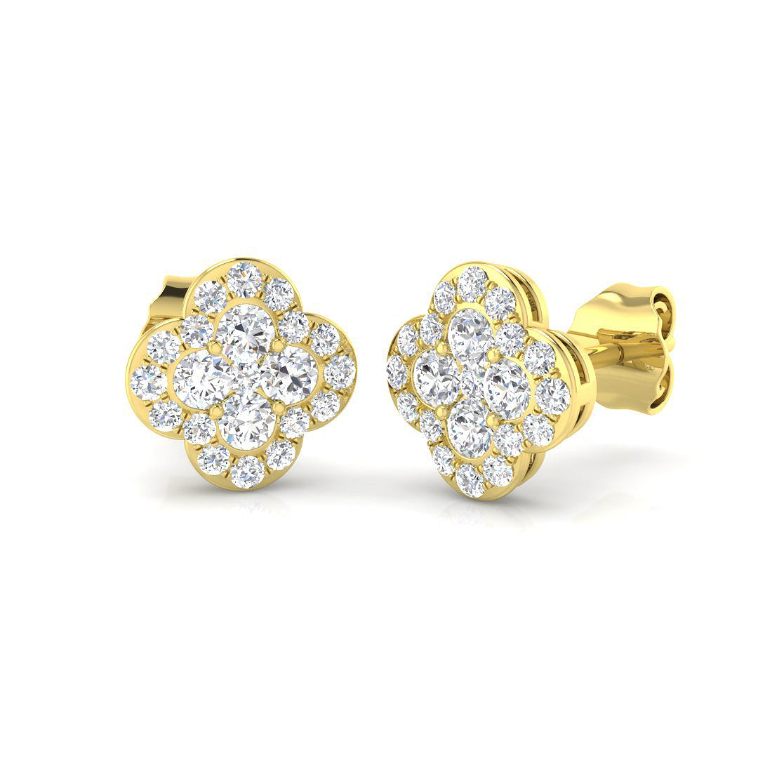 Yellow Blossom Diamond Stud Earrings - 14K Gold Plated Cubic Zirconia Earrings for Women | Perfect for Weddings, Parties & Everyday Elegance
