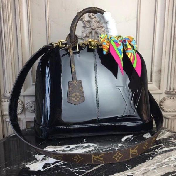 Authentic LV Alma PM Bag in Black Patent Leather - Luxury Handbag for Women, Perfect for Work, Travel & Evening Events