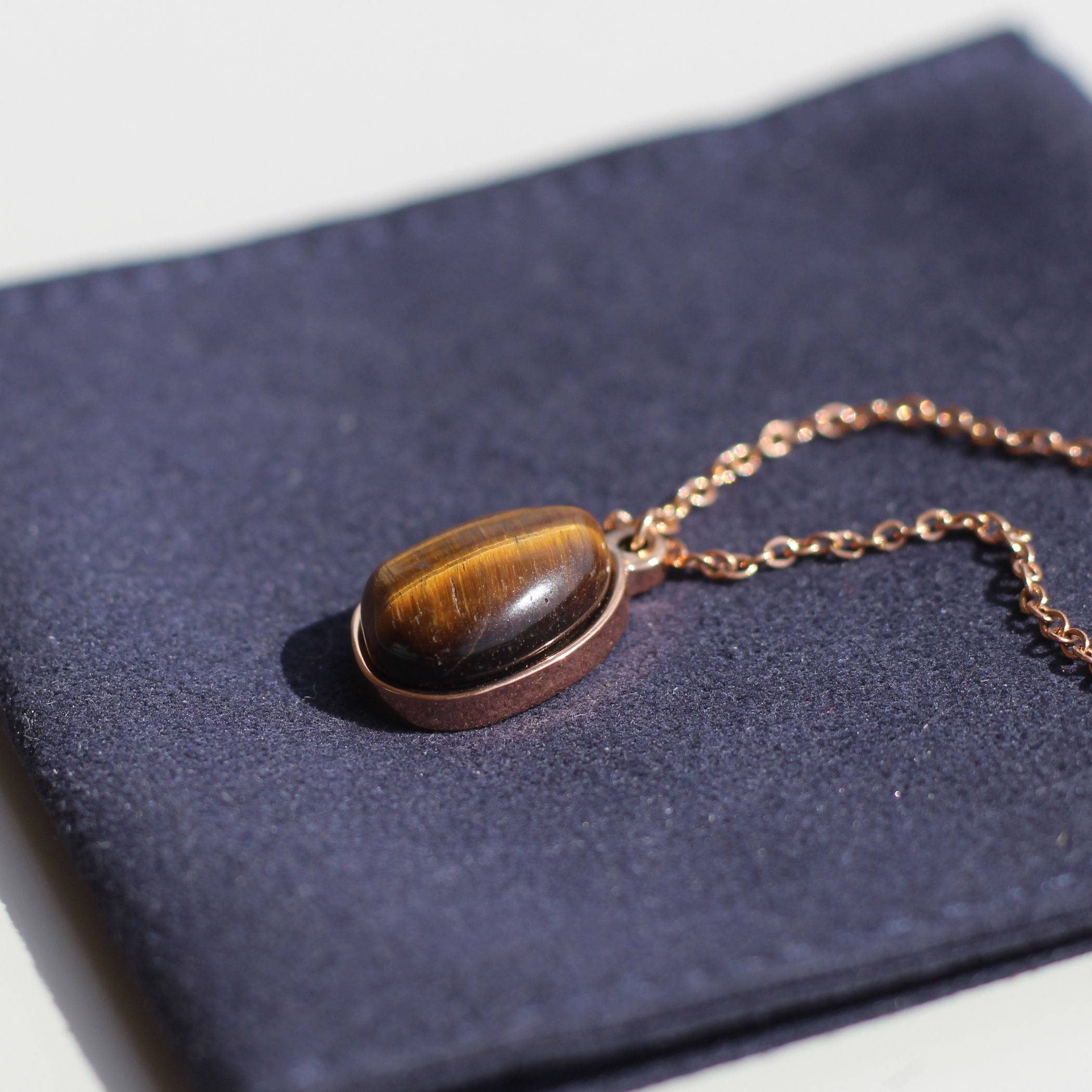 Tiger Eye Drop Necklace for Women - Natural Stone Pendant with Gold Plated Chain - Perfect for Boho Style, Meditation & Spiritual Healing Jewelry