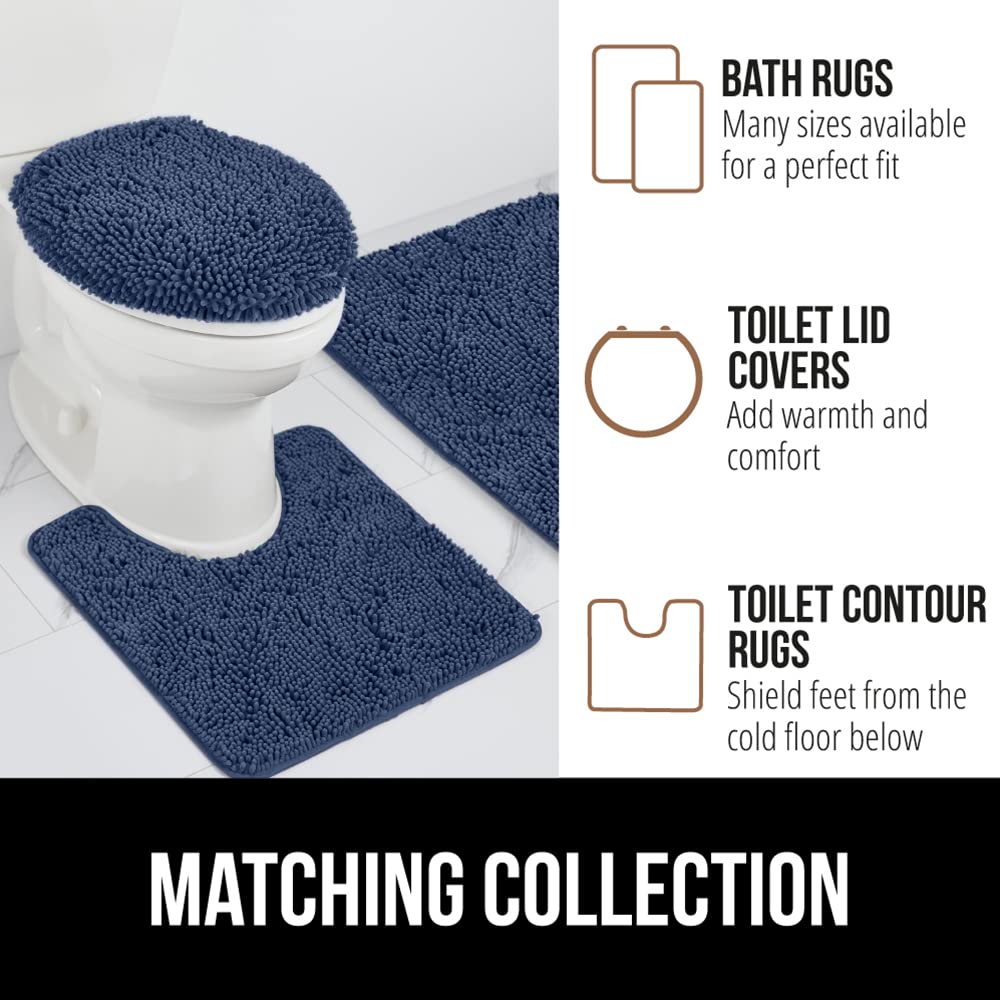 Gorilla Grip Bath Rug Mat 48x24 Inch - Super Soft Absorbent Chenille Shower Mat with Non-Slip Rubber Backing - Quick Dry Microfiber Bathroom Floor Rug - Machine Washable Bathmat Runner for Home Decor (Navy Blue) - Perfect for Bathroom, Shower, and Spa Areas