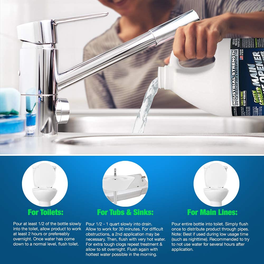 Ultimate Main Drain Opener | Heavy-Duty Drain Cleaner & Sewer Cleaner with Hair Clog Remover | Safe for Pipes & Septic Systems | 4 Gallon Case | Perfect for Kitchen Sinks, Showers, Bathtubs & Septic Maintenance
