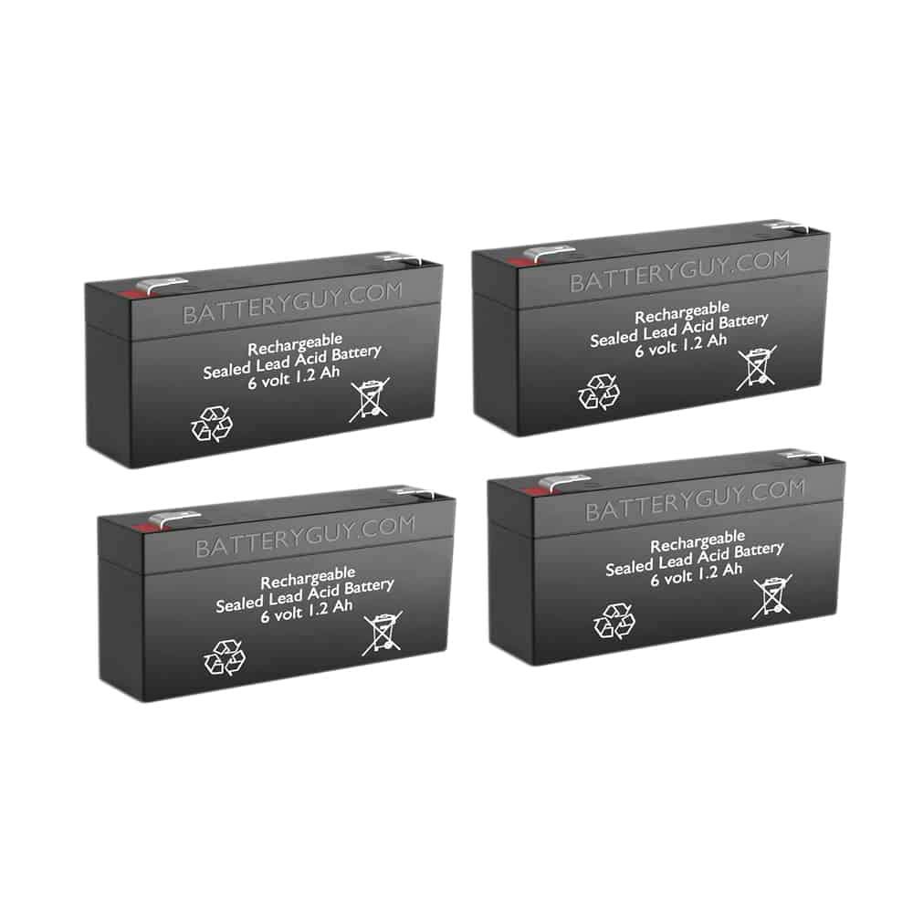 ES126 Replacement 6V 1.2Ah SLA Rechargeable Battery - 4 Pack for Emergency Lights, Security Systems & Kids Ride-On Toys