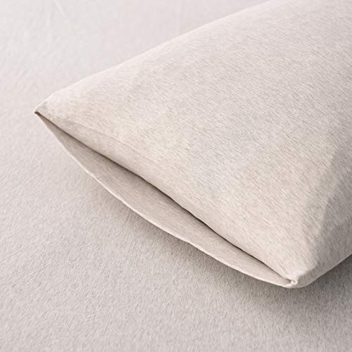 100% Cotton Jersey Knit Fitted Sheet Set - King Size with 2 Pillowcases (Light Coffee) | Soft Breathable Bedding for Master Bedroom & Guest Room
