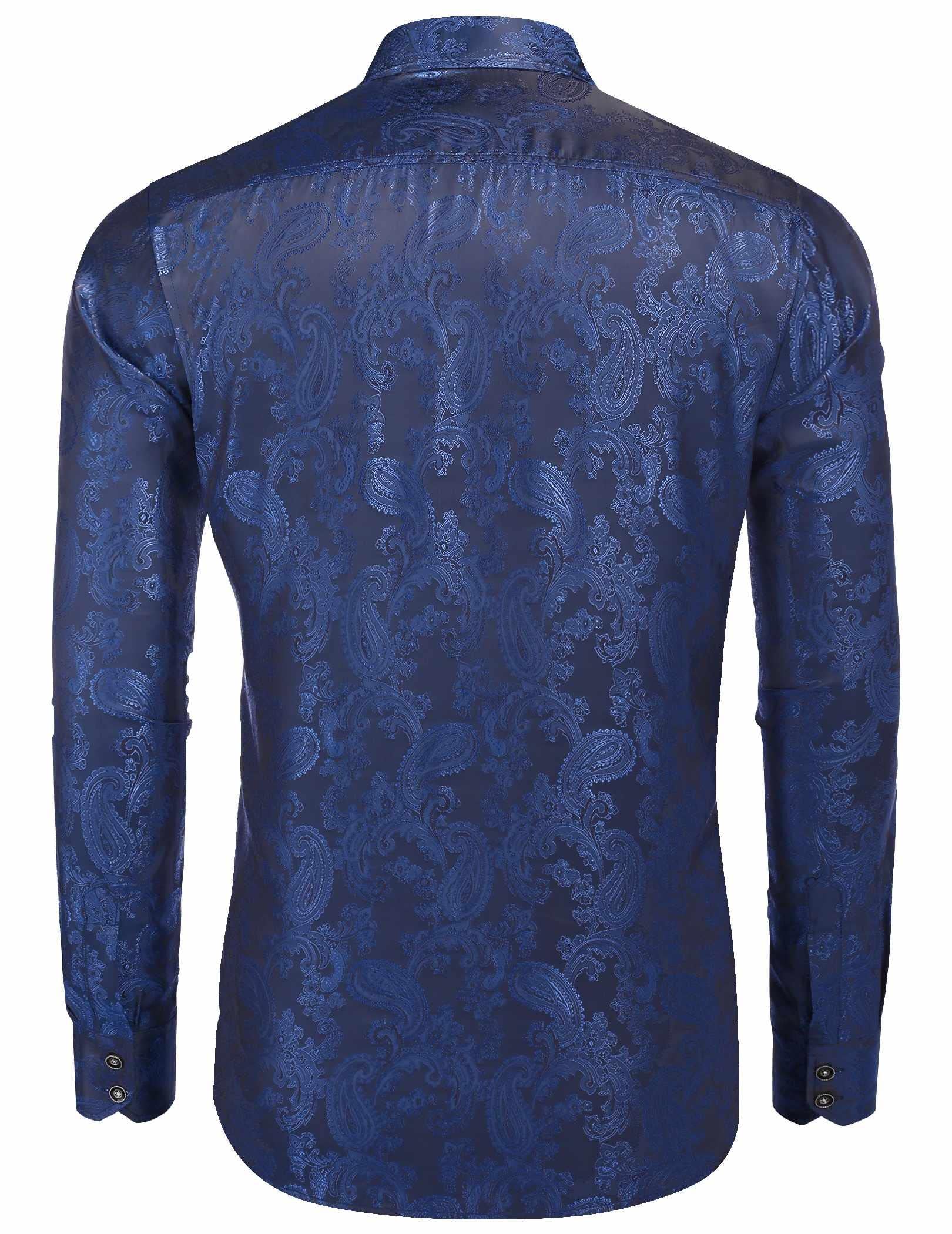 COOFANDY Men's Silk Satin Dress Shirt - Long Sleeve Floral Printed Button Down Shirt for Wedding, Party & Prom | Formal Occasions, Business Meetings & Special Events
