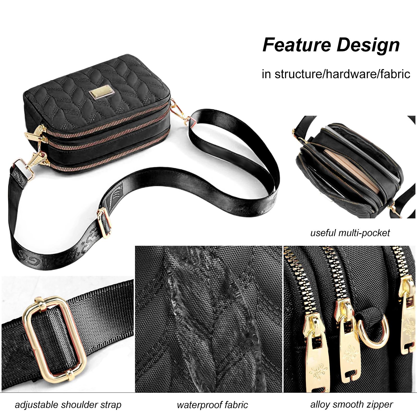 LassZone Women's Crossbody Bag with Multiple Pockets - Waterproof Nylon Shoulder Purse for Phone, Wallet & Essentials - Perfect for Travel, Shopping & Daily Use