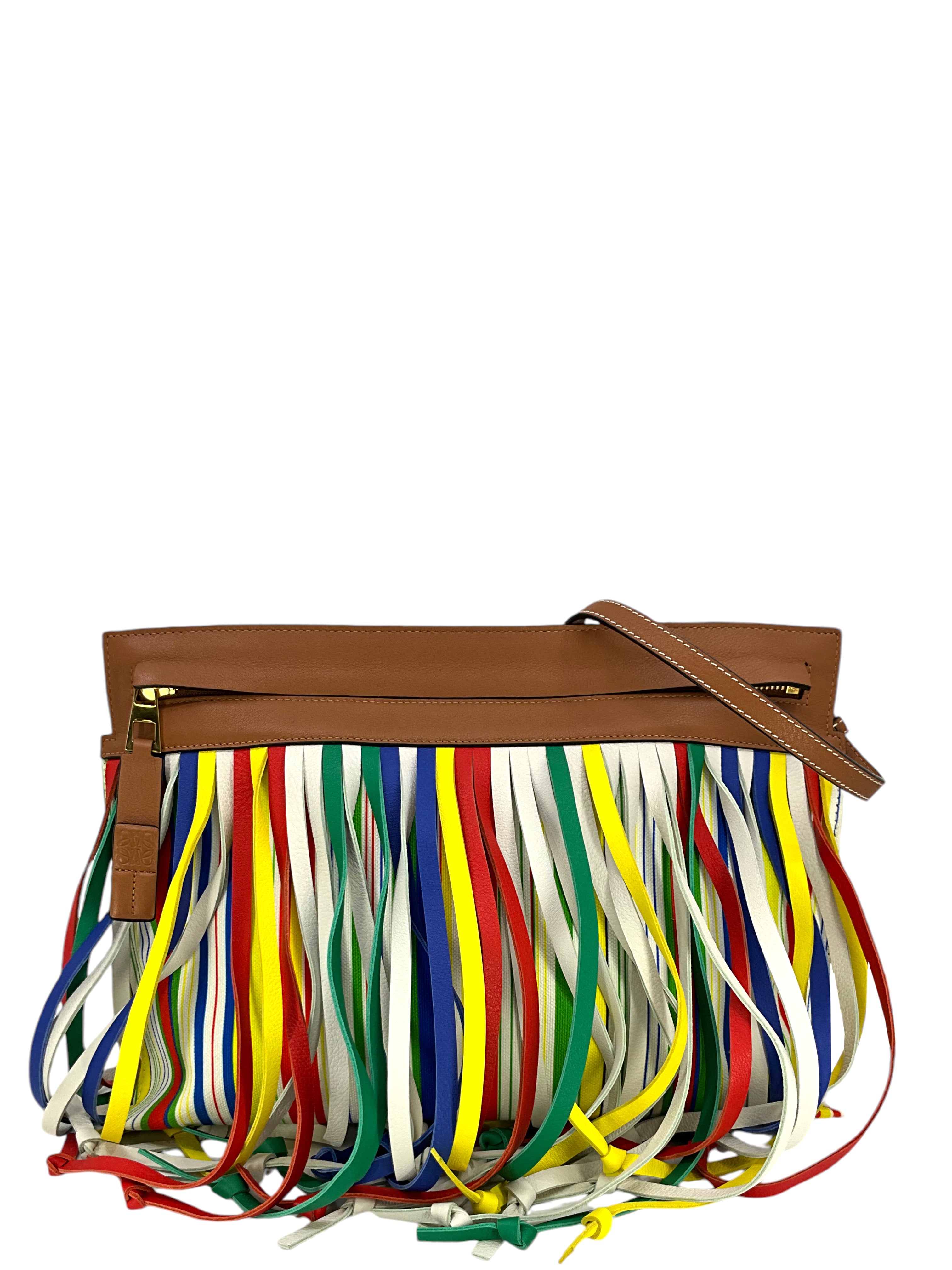 LOEWE T Pouch Fringe Leather Crossbody Bag for Women - Stylish Shoulder Purse with Adjustable Strap, Perfect for Daily Use, Travel & Evening Out