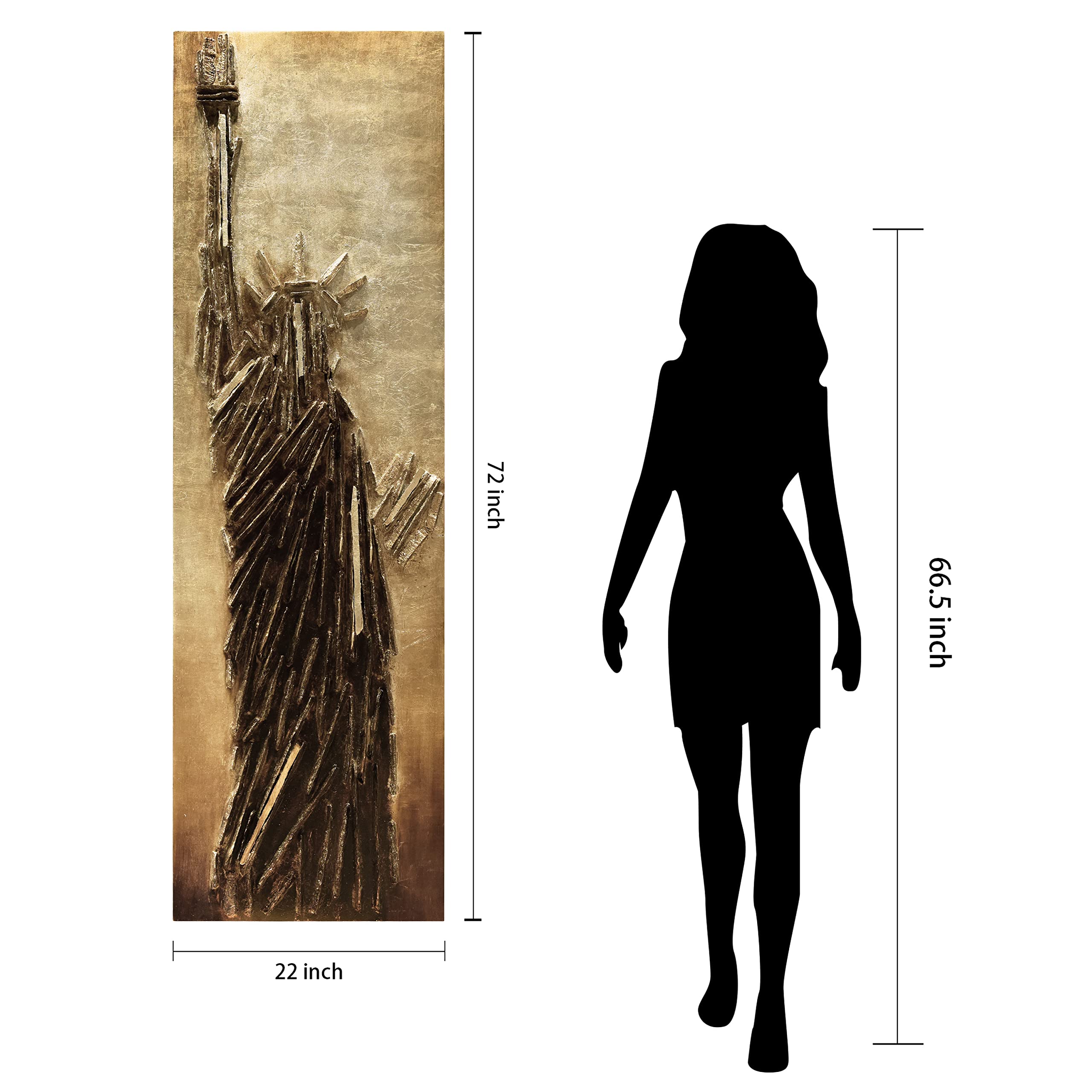 Premium 3D Wood Wall Art with Gold Leaf - Empire Art Direct Rugged Blocks Liberty Design (72