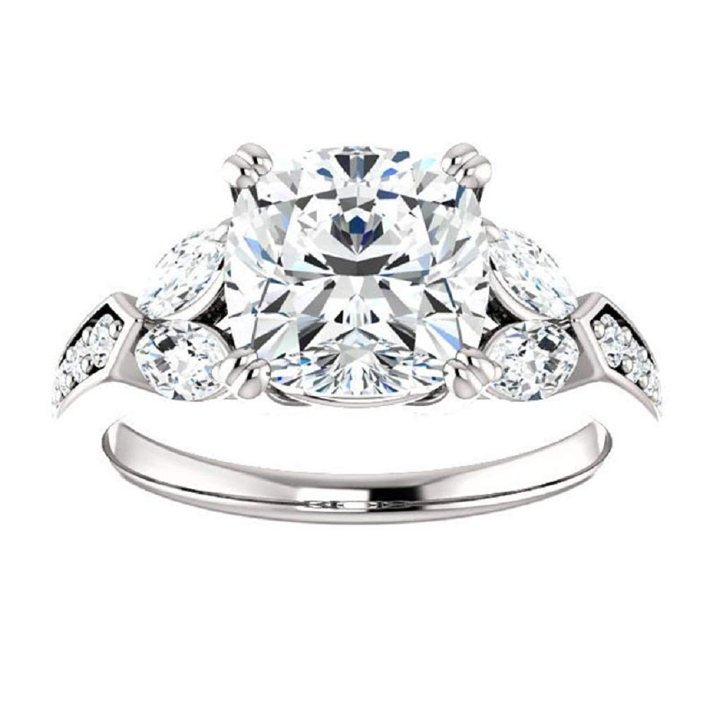 2.00Ct Cushion Cut Moissanite Diamond Ring - VVS1 Clarity 925 Sterling Silver Promise/Engagement Ring - Elegant Wedding Gift & Party Jewelry for Women (Perfect for Anniversaries, Proposals & Special Occasions)