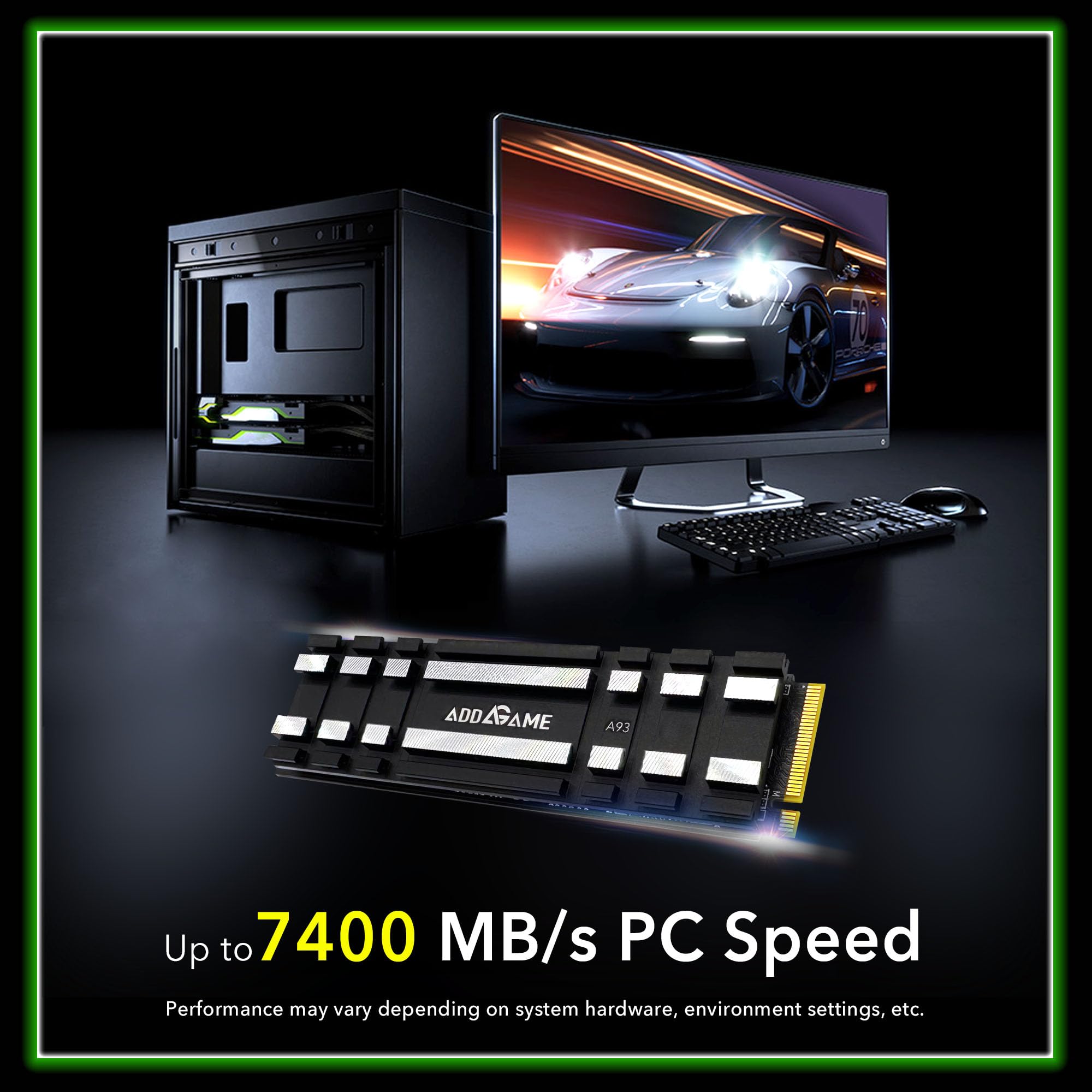 Addlink A93 2TB PCIe Gen 4 NVMe M.2 SSD with Heatsink - 7400MB/s Read Speed, SLC Cache - Compatible with Gaming PCs & PS5 Consoles - Perfect for High-Performance Gaming and 4K Video Editing