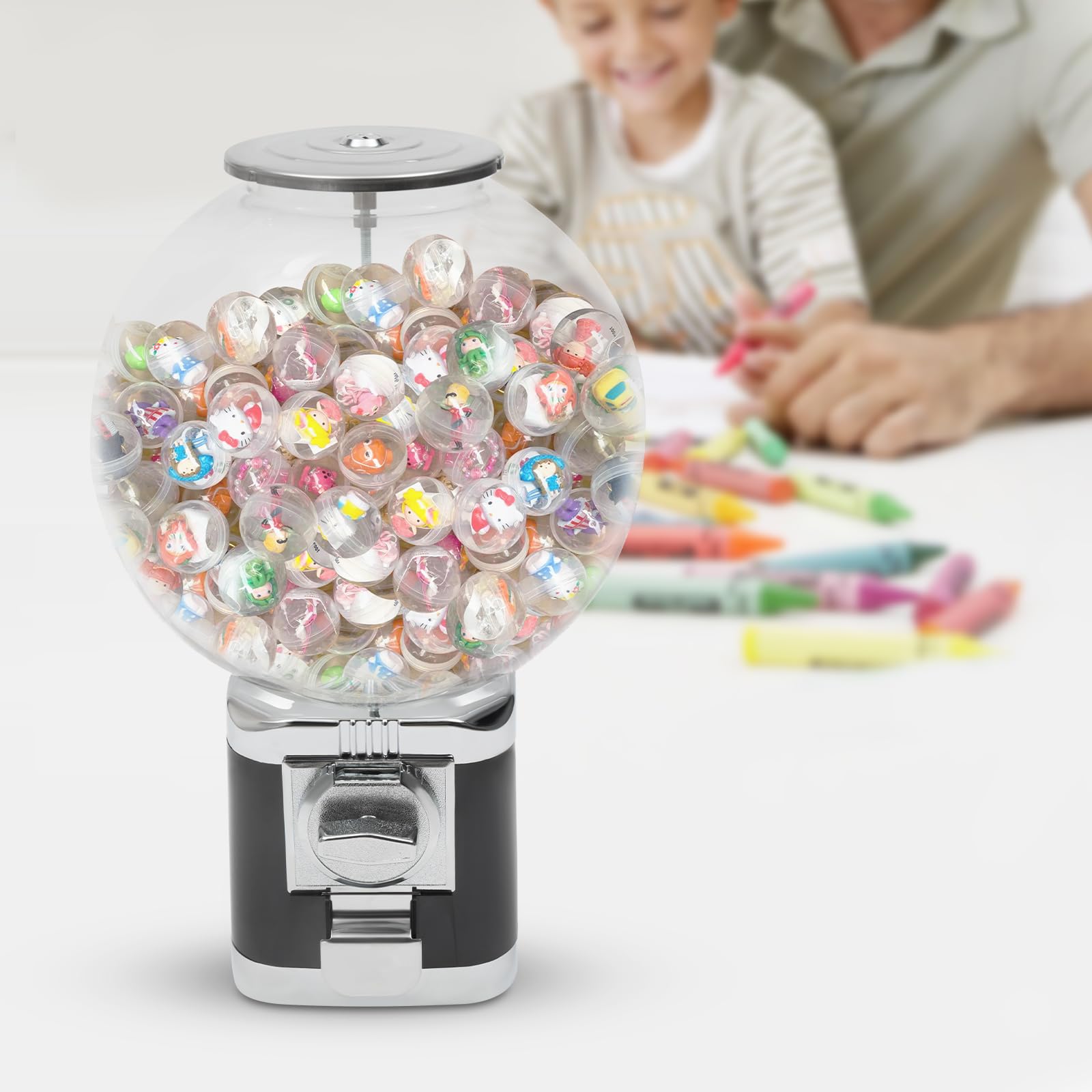 Big Bubble Gumball Vending Machine - 1.26in Classic Candy Dispenser with Key for Game Rooms, Retail Stores & Arcades - Fun Bubble Gum Capsule Toy Machine for Kids & Adults (Black) - Perfect for Birthday Parties, Carnival Prizes & Store Counter Displays