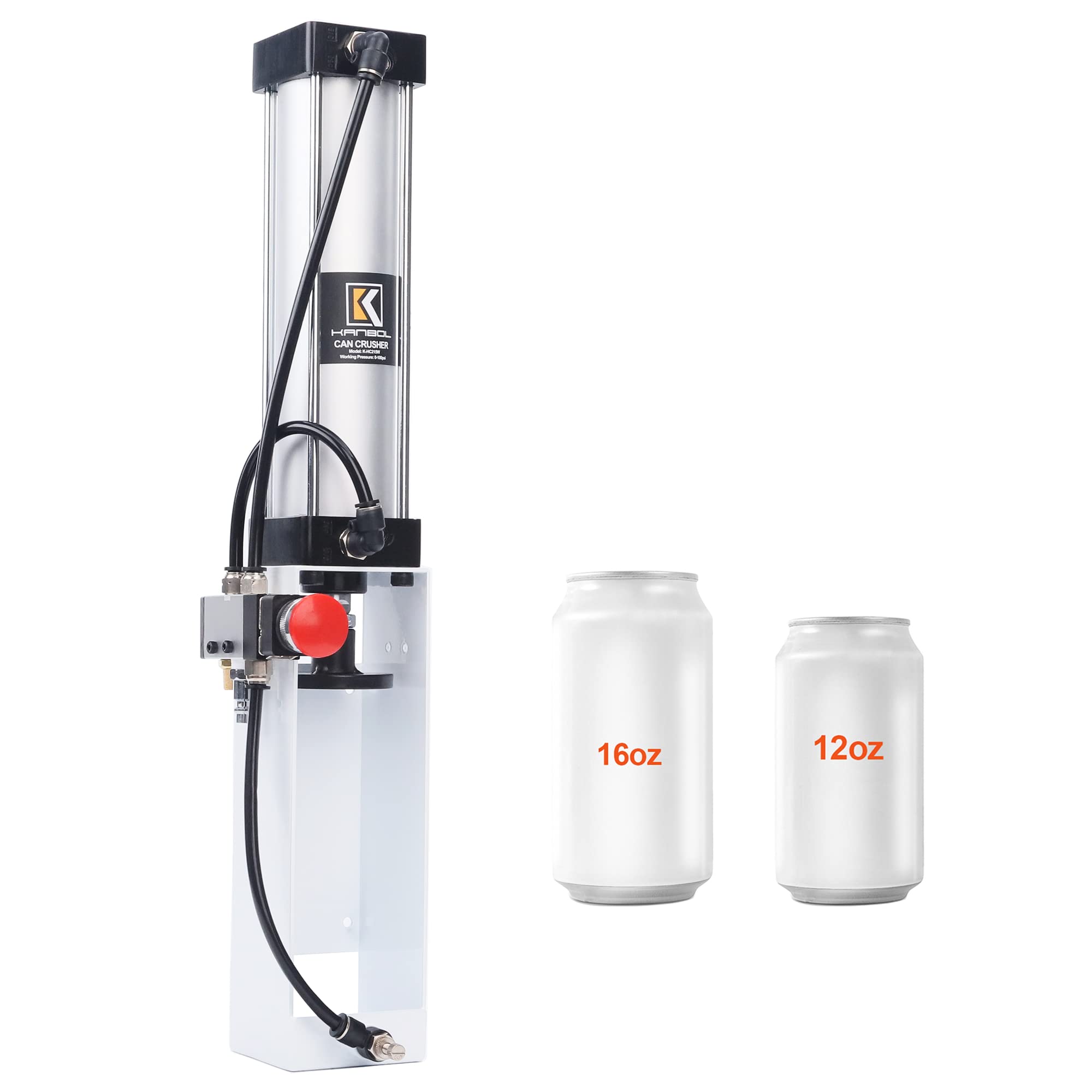 **Automatic Pneumatic Beer & Soda Can Crusher with Ejection - Heavy Duty White Can Smasher for Recycling, Home Bars, and Outdoor Parties**