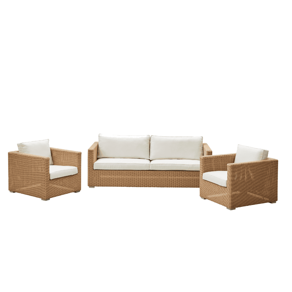 Chester 3-Seater Coastal Outdoor Sofa - Waterproof Wicker Patio Furniture Set for Poolside, Garden & Backyard Relaxation