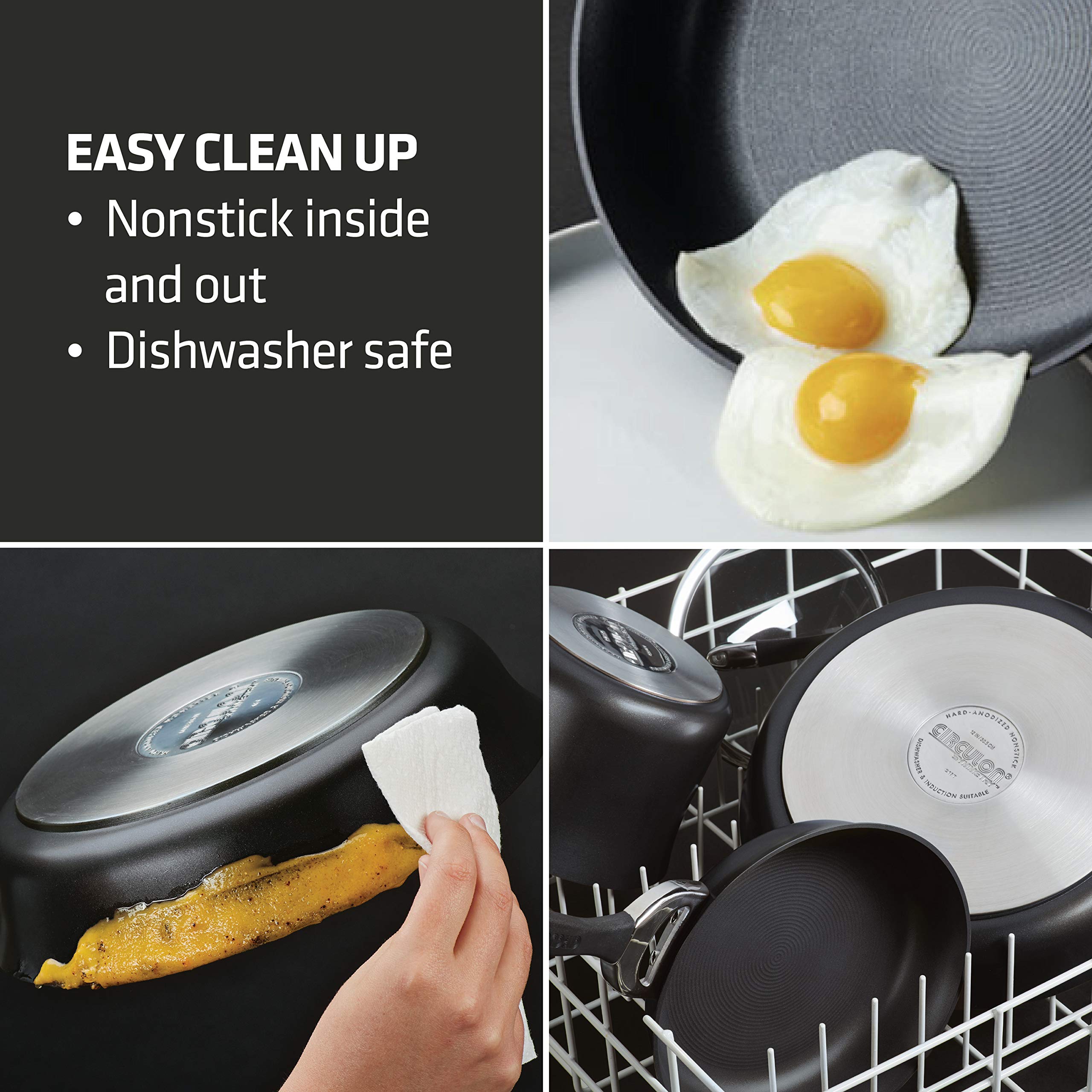 Circulon 87535 4-Piece Nonstick Cookware Set - Hard Anodized Symmetry Pots and Pans Set, Black | Perfect for Sauteing, Frying & Everyday Cooking