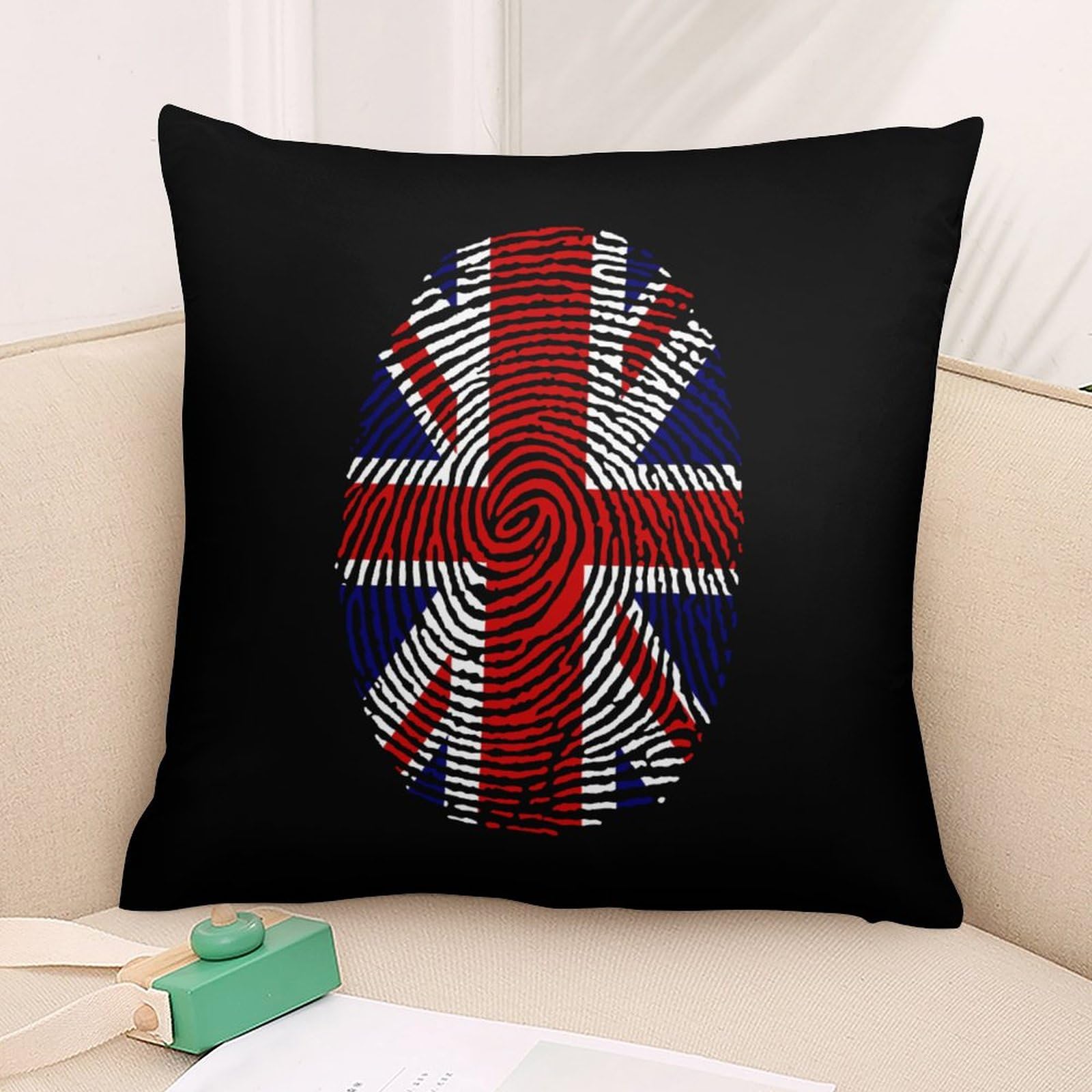 British Flag Finger Polyester Pillow Cases - Soft & Smooth 18x18 Inch Cushion Covers for Sofa, Bed, Living Room Decor - 1 Piece - Perfect for Home, Office & Travel Accessories