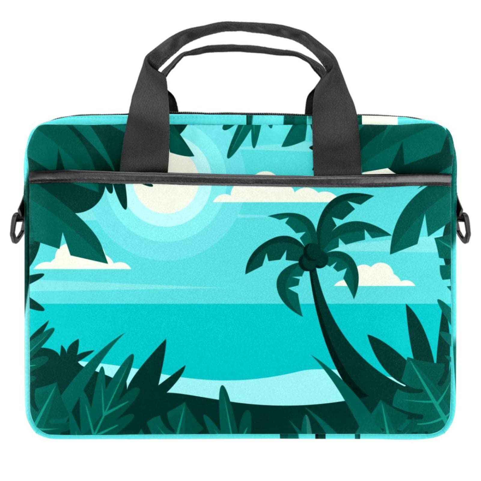 Stylish Unisex Laptop Messenger Bag - Durable 14 Inch Computer Shoulder Bag for Women & Men - Water-Resistant Work Commute Briefcase - Perfect for Office, Travel & School (Tropical Summerleaf Design)