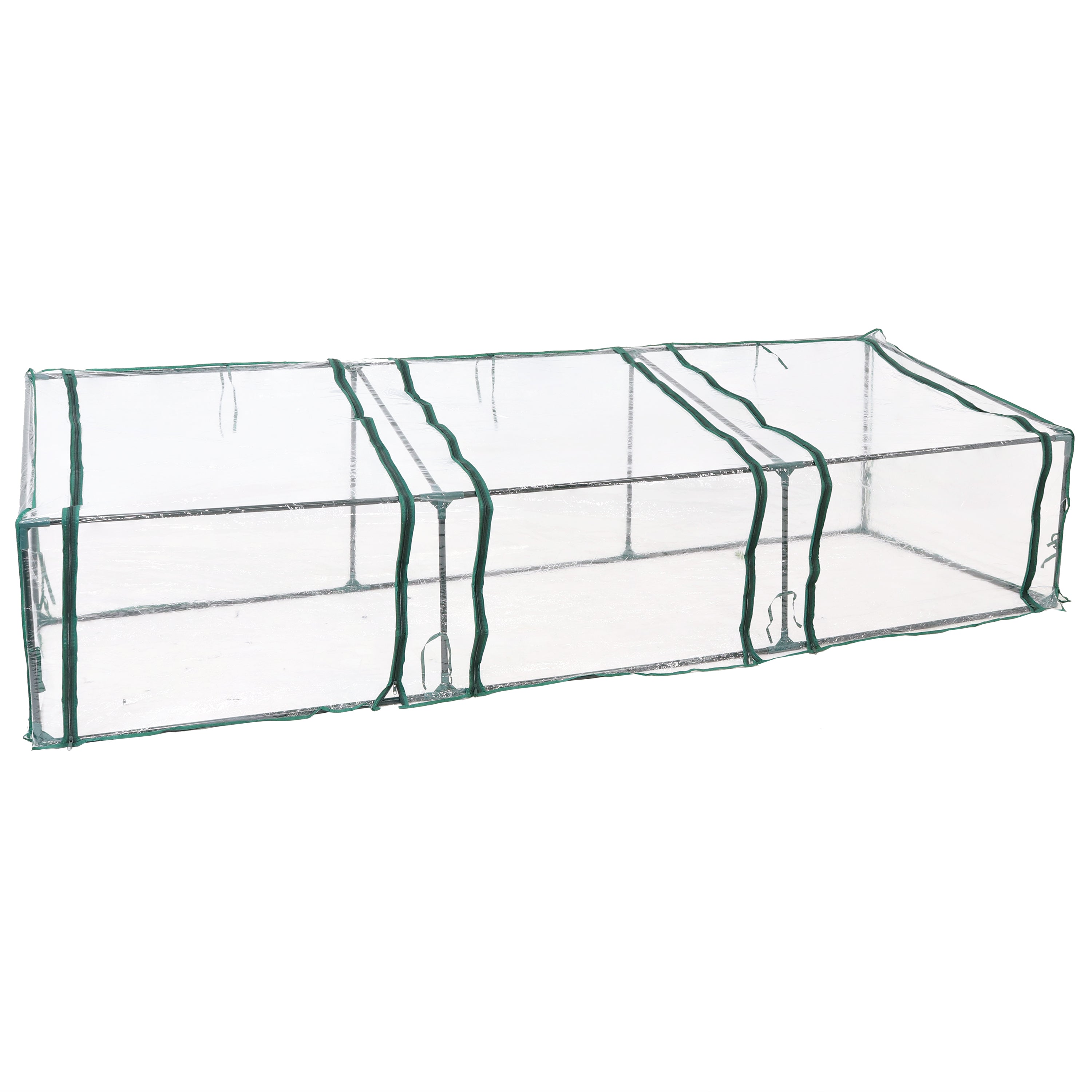 Sunnydaze Slanted Mini Cloche Greenhouse with Zippered Doors - Clear Small Plant Cover for Indoor/Outdoor Gardening, Seed Starting & Plant Protection