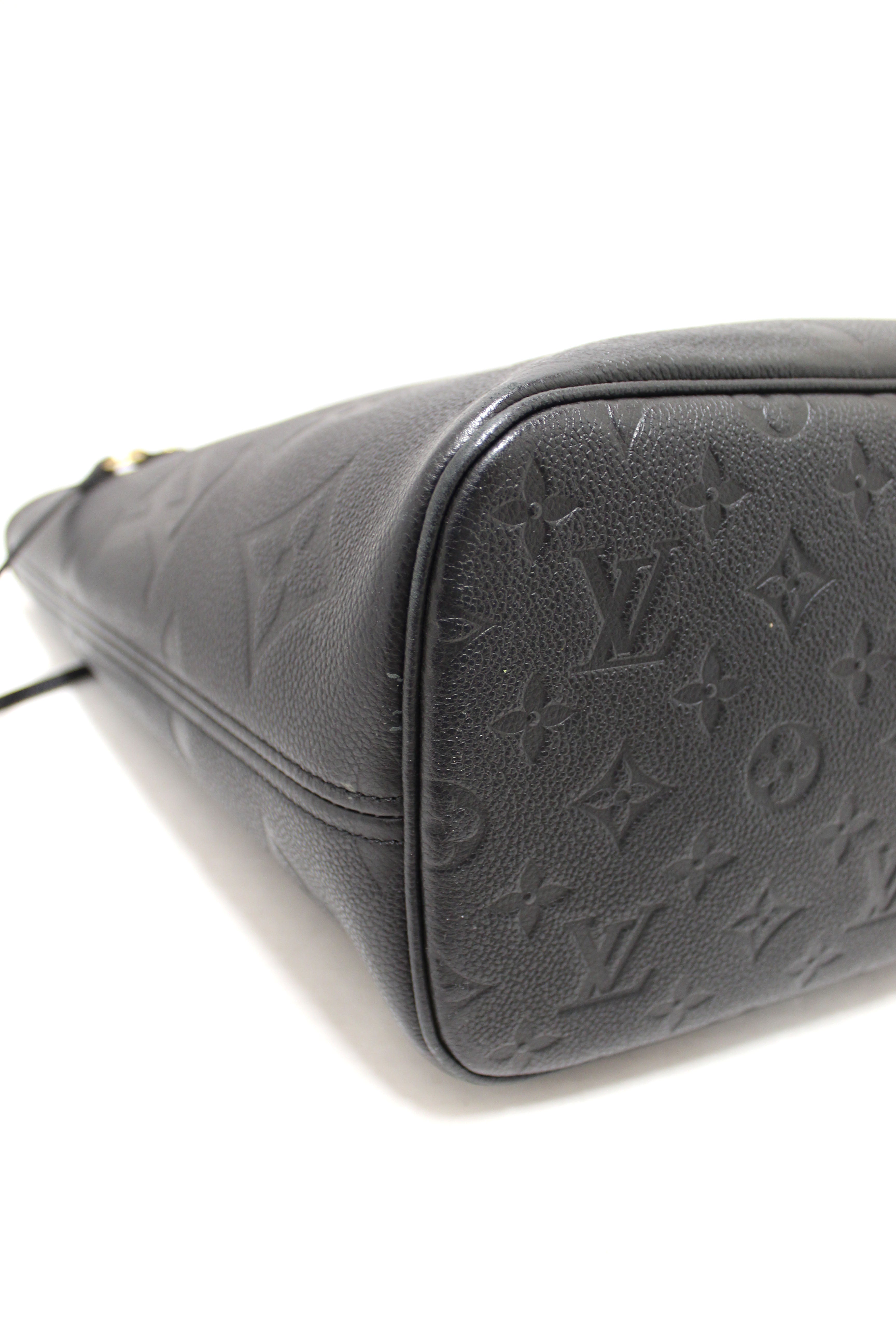 Authentic Louis Vuitton Black Monogram Empreinte Leather Neverfull MM Shoulder Bag Tote Purse for Women - Luxury Designer Handbag for Work, Travel & Everyday Use