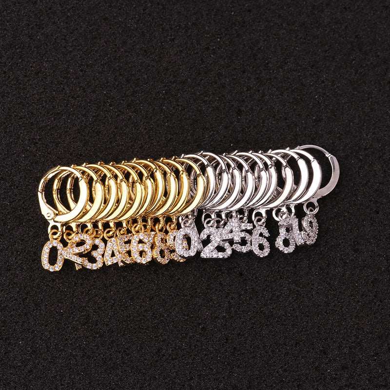18K Gold Dangle Number Hoop Earrings - Elegant Birthday Gift for Women, Anniversary Present | Perfect for Parties, Weddings & Special Occasions | HSPJ19108