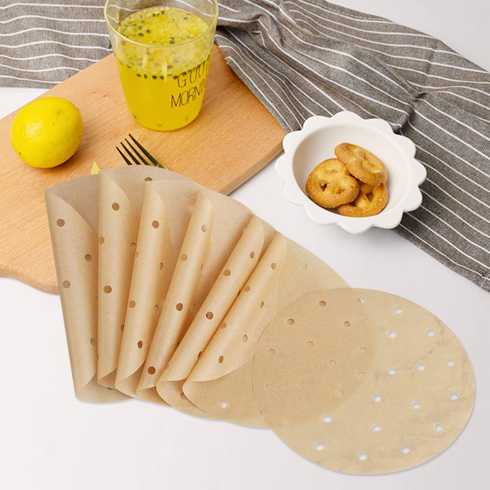 WanderLand 100-Pack 9-Inch Air Fryer Parchment Liners - Disposable Nonstick Round Baking Paper for Microwave, Oven & Air Fryer - Oil & Water Resistant, Bleach-Free - Perfect for Roasting, Baking & Reheating Food
