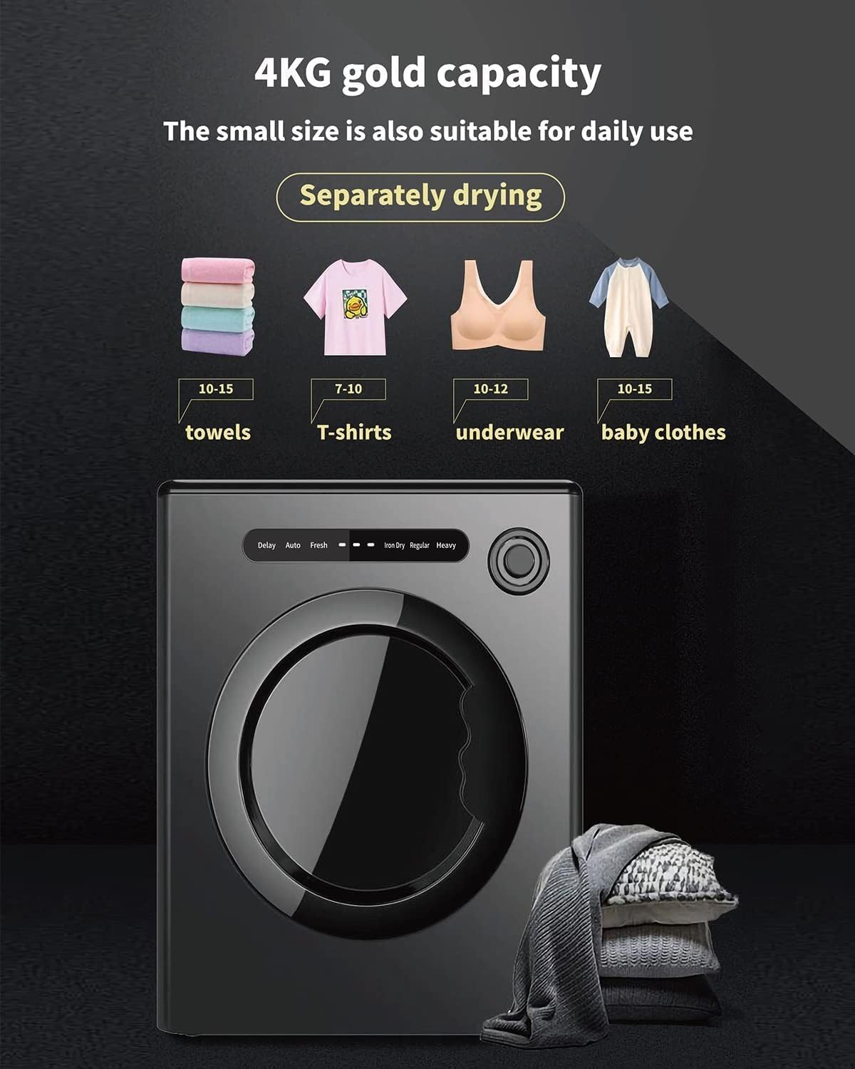 Compact 850W 9lbs Portable Clothes Dryer - Energy Efficient Laundry Drying Machine for Small Spaces, Apartments, RVs & Dorms - Perfect for Travel, Camping & Tight Living Areas - Quiet & User-Friendly Design