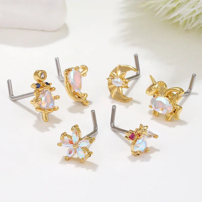 20G Surgical Steel Small Nose Ring & L-Shaped Nose Stud - Hypoallergenic Body Jewelry for Sensitive Skin | Perfect for Everyday Wear, Parties & Professional Settings (BD595)