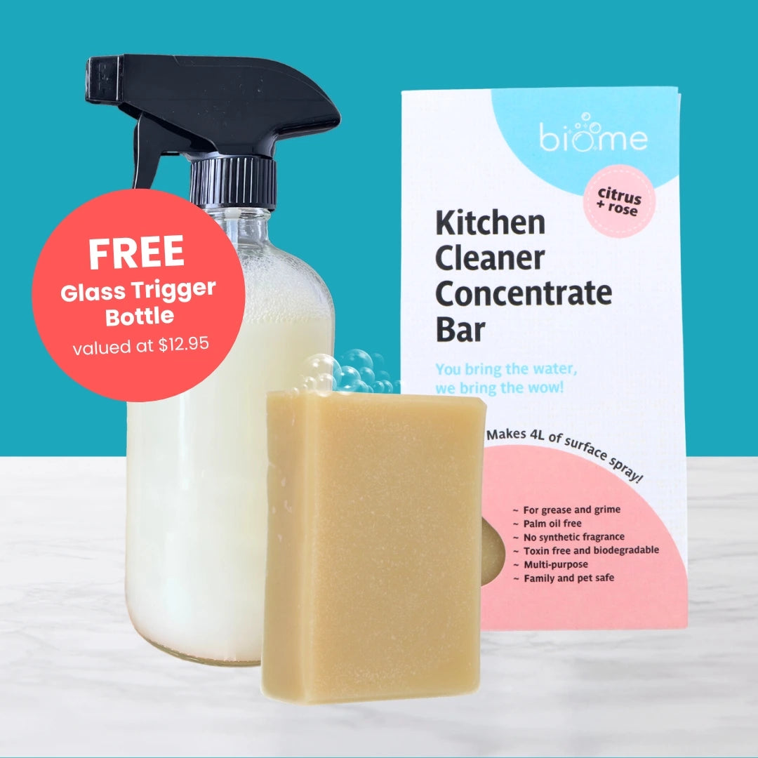 Eco-Friendly Biome Kitchen & Multi-Purpose Cleaner - All-Natural, Non-Toxic Formula with Free Glass Spray Bottle Bundle | Perfect for Countertops, Appliances, Floors & More
